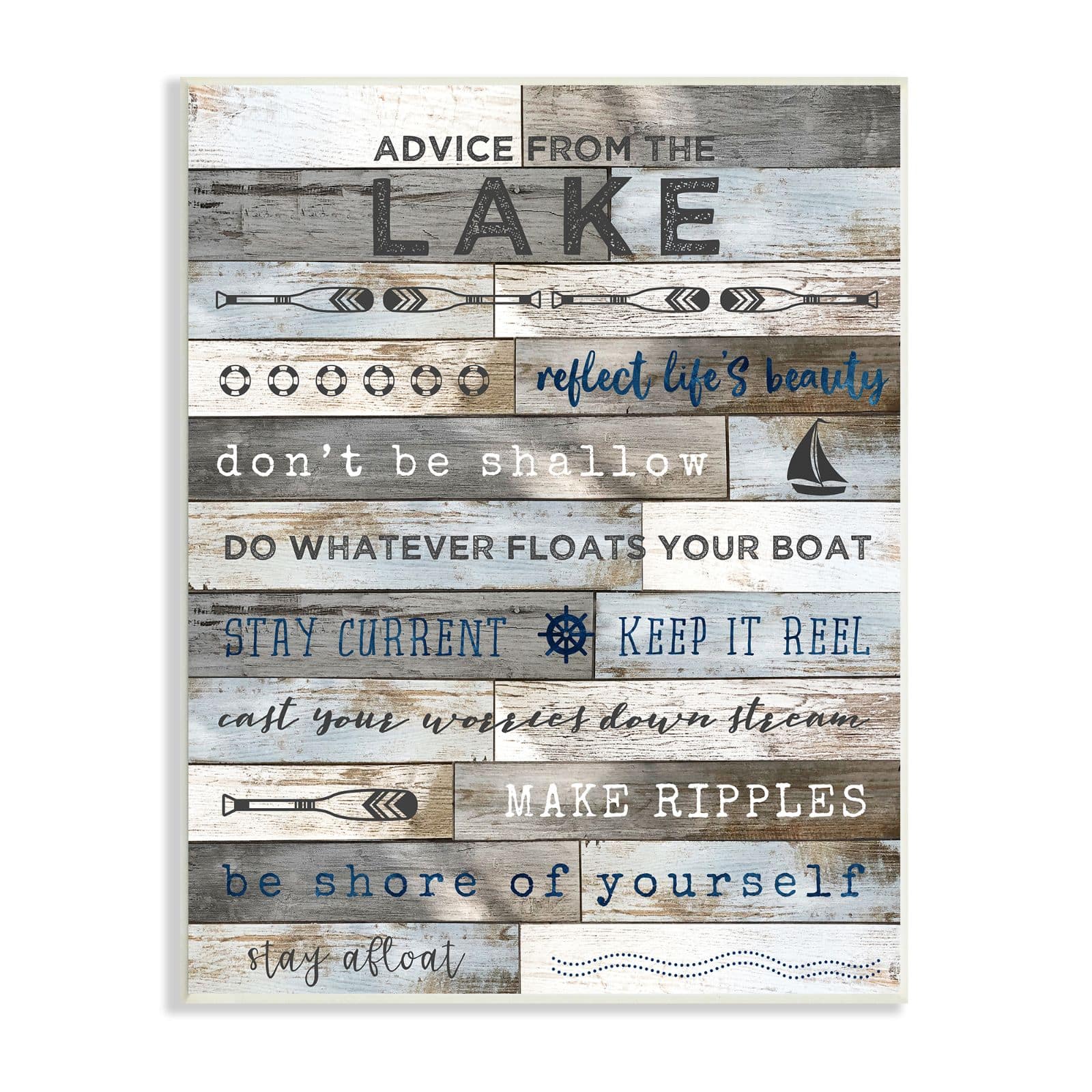 Stupell Industries Advice From the Lake List Rustic Plank Pattern Wall Plaque