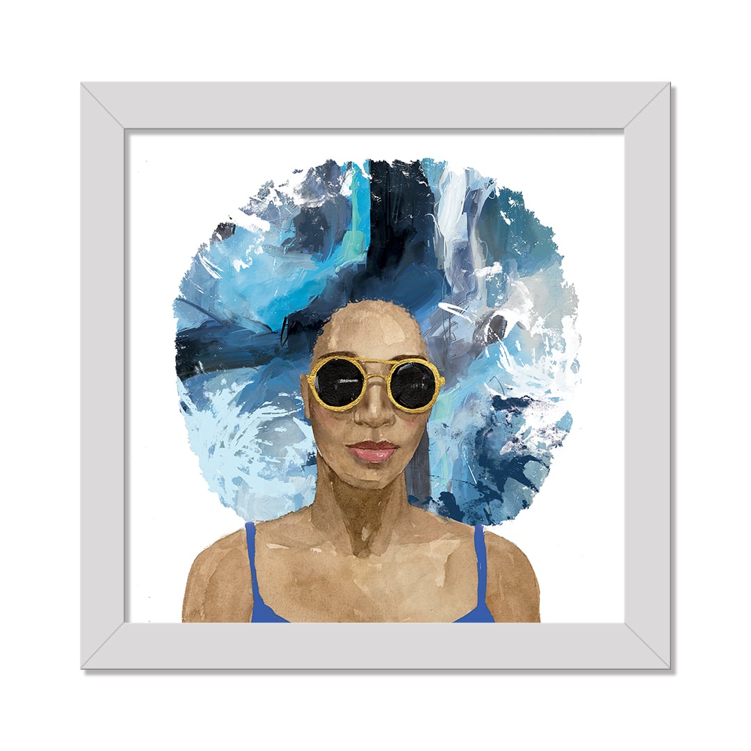 Cool Blue Hair White Framed Print By Designs Direct | 16" x 16" | Michaels®