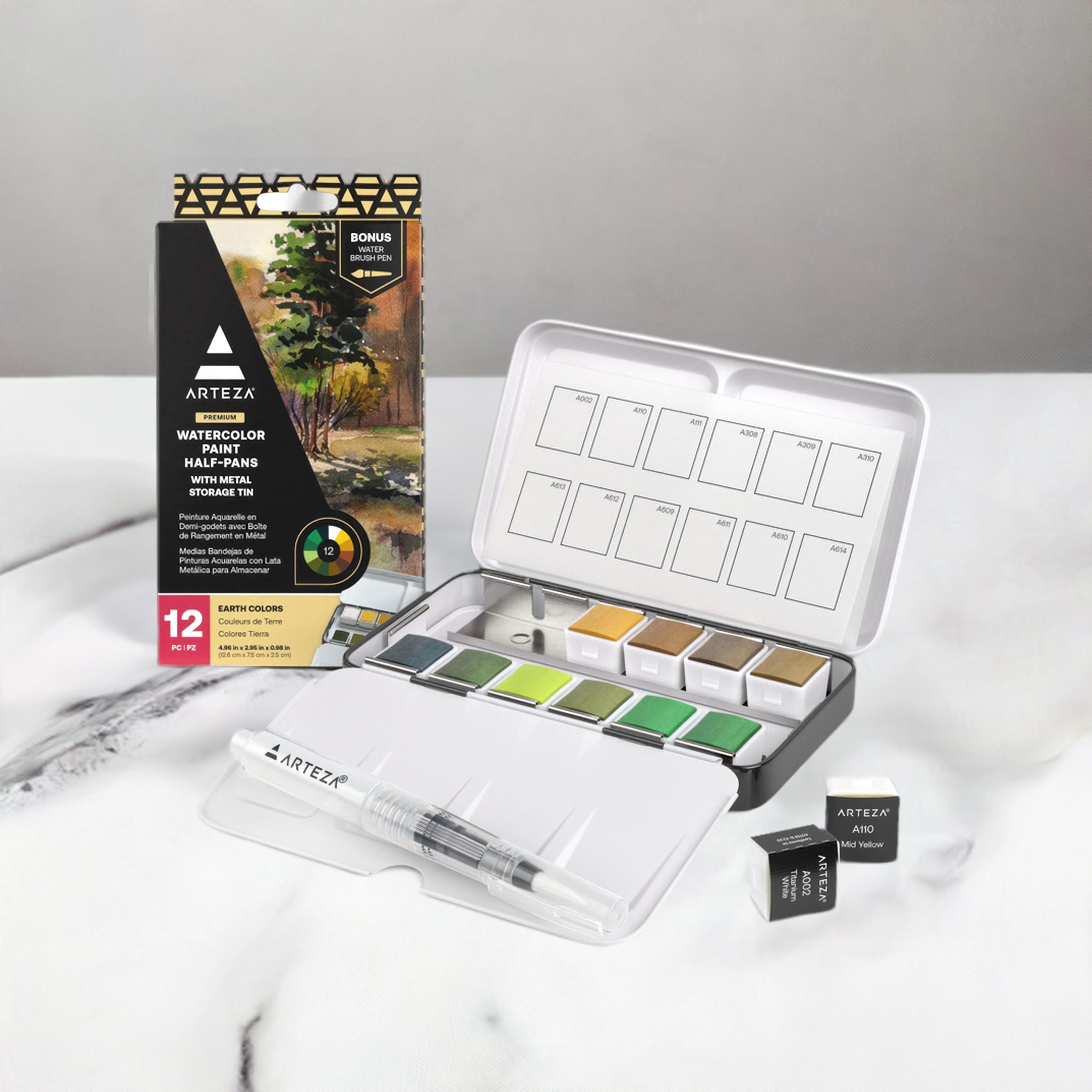 Arteza&#xAE; Earth Colors Watercolor Half Pan Set