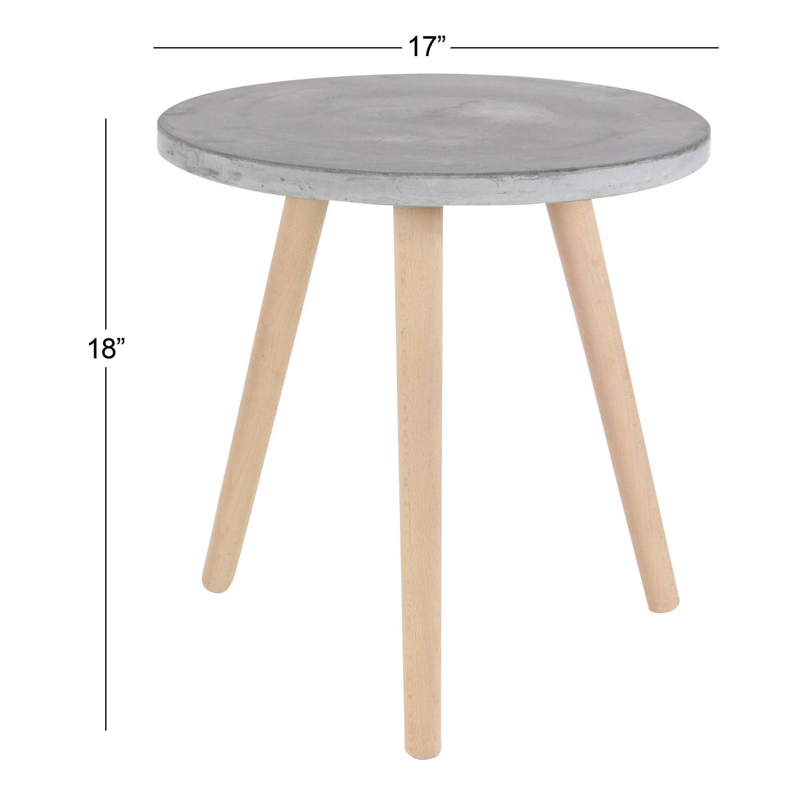 Gray Fiber Clay & Beech Wood Contemporary Accent Table