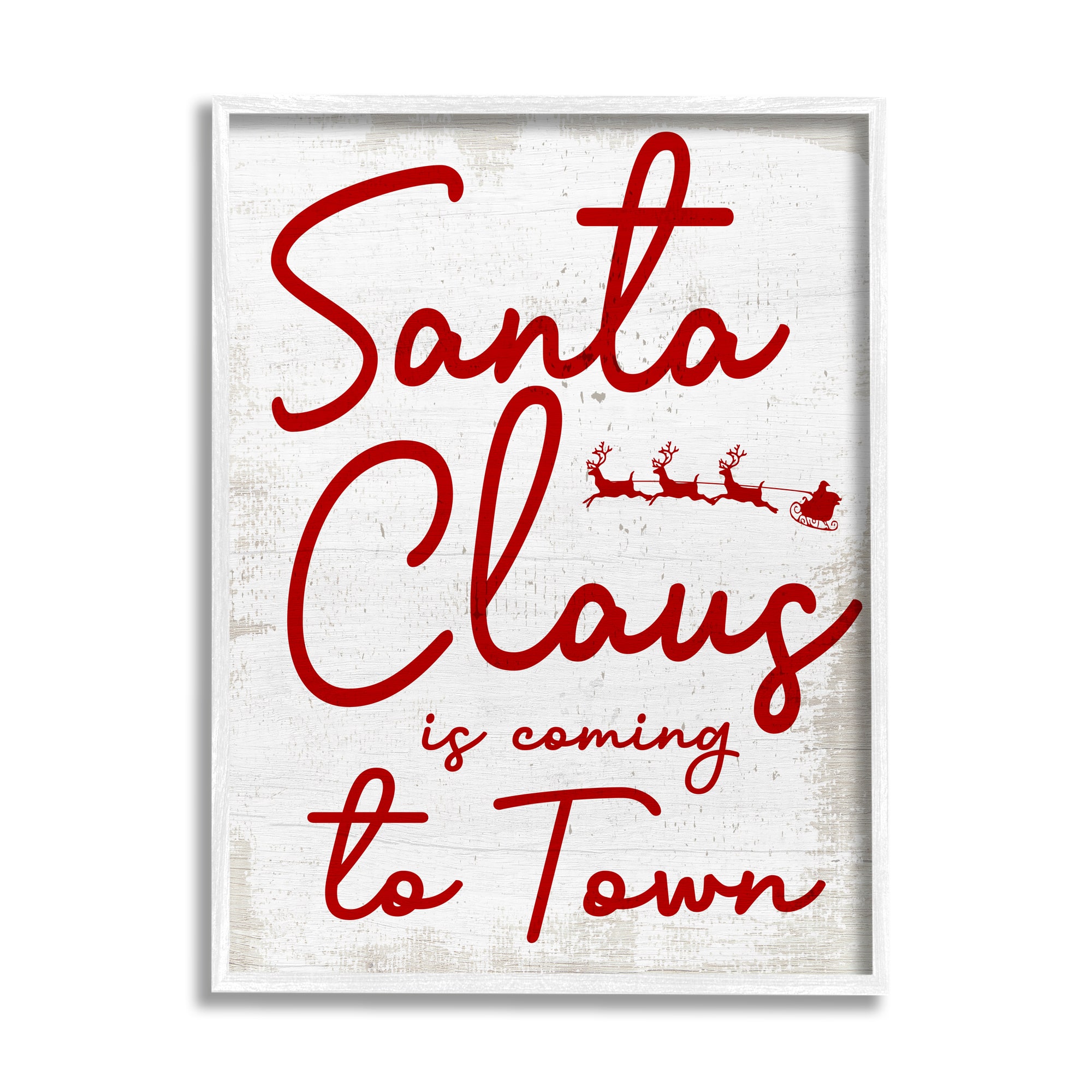 Stupell Industries Santa Claus Coming to Town Phrase Framed Giclee Art