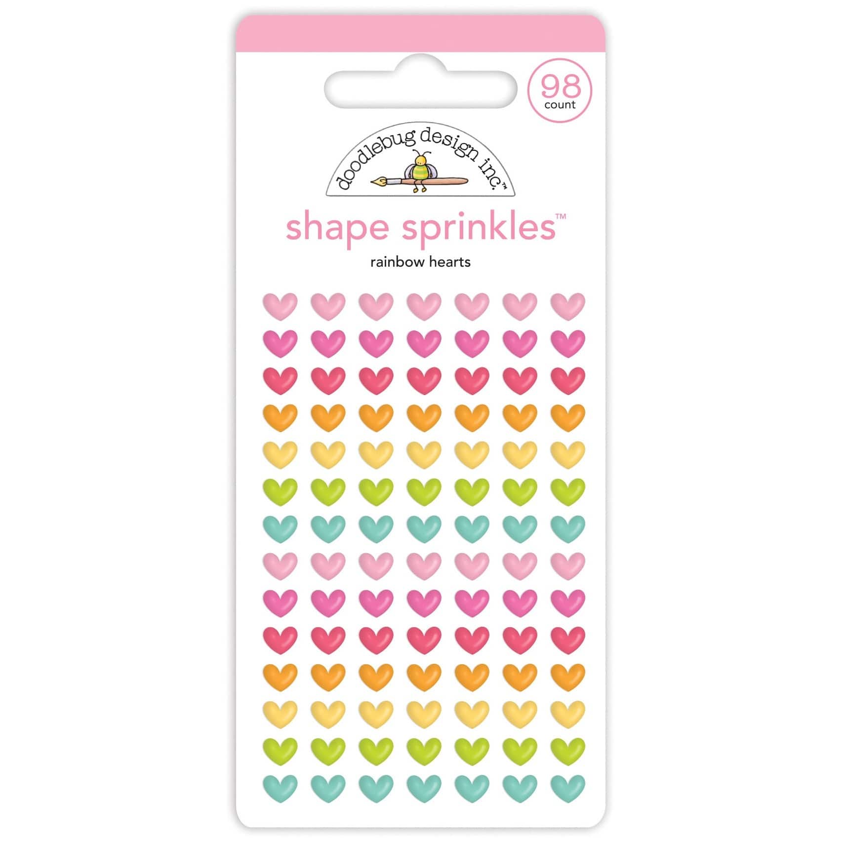 Doodlebug Design Inc.&#x2122; Adhesive Enamel Rainbow Hearts Shape Sprinkles&#x2122;