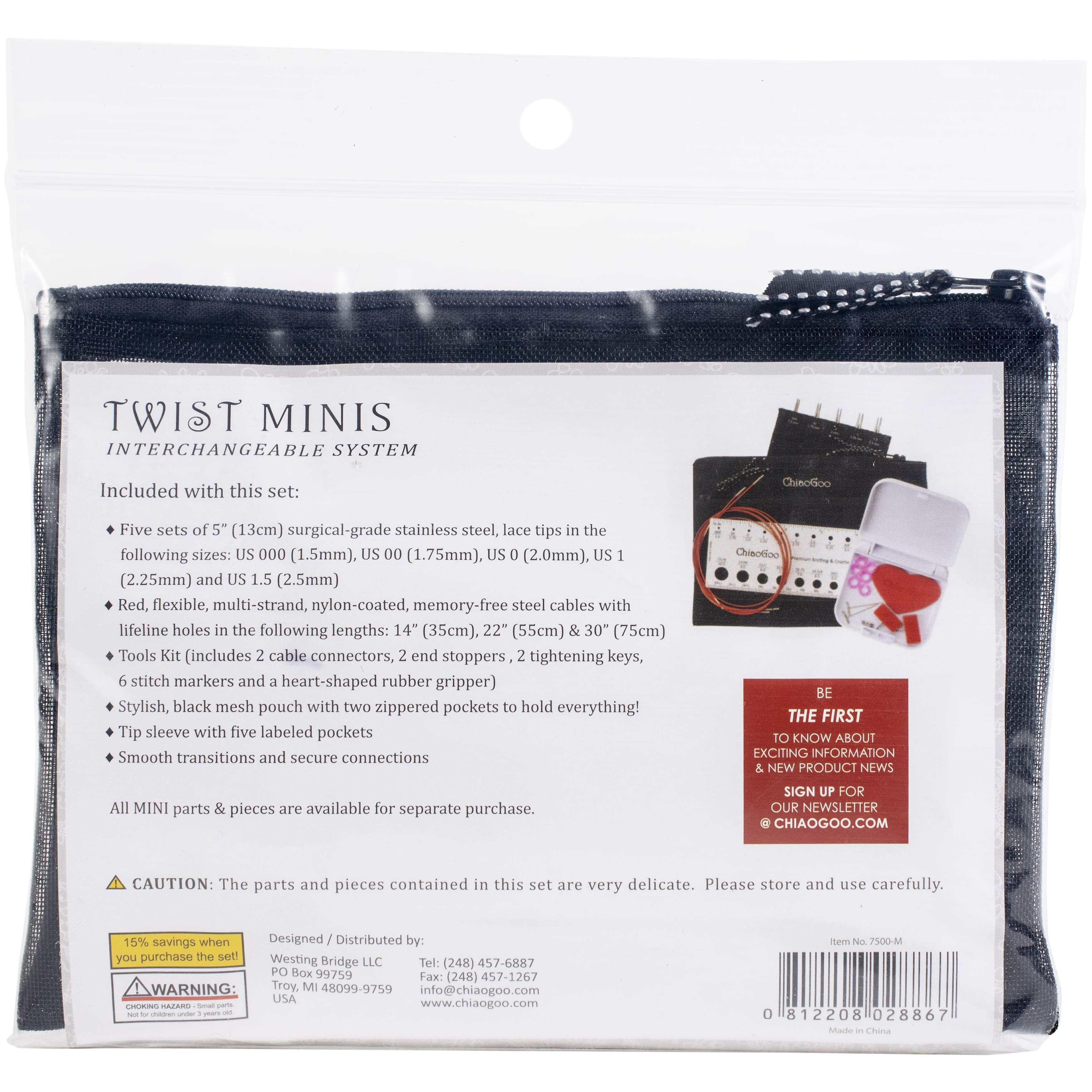 ChiaoGoo Twist 5&#x22; Red Lace Mini Knitting Needle Tip Set