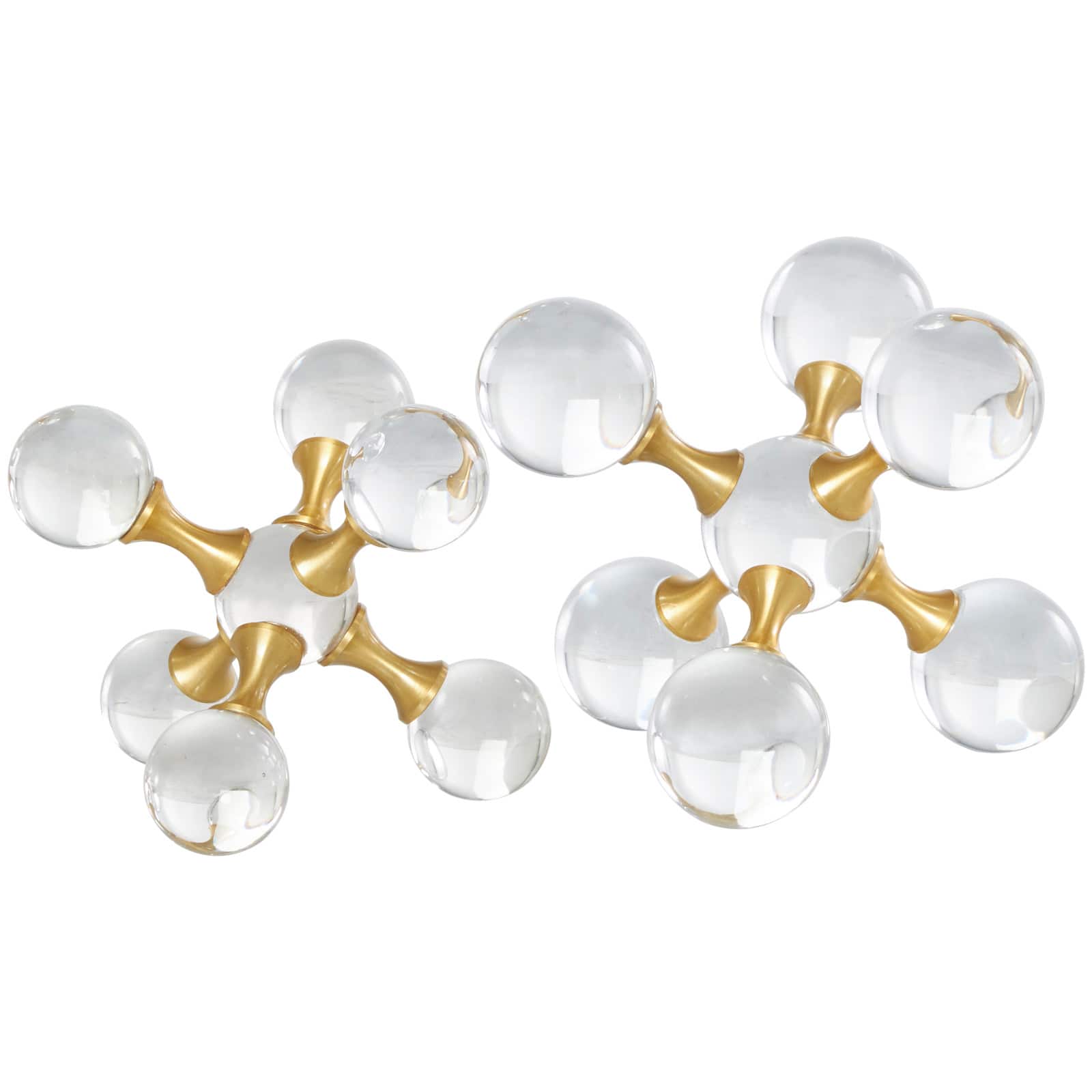 Clear & Gold Crystal Jack Inspired Orb Sculpture Set