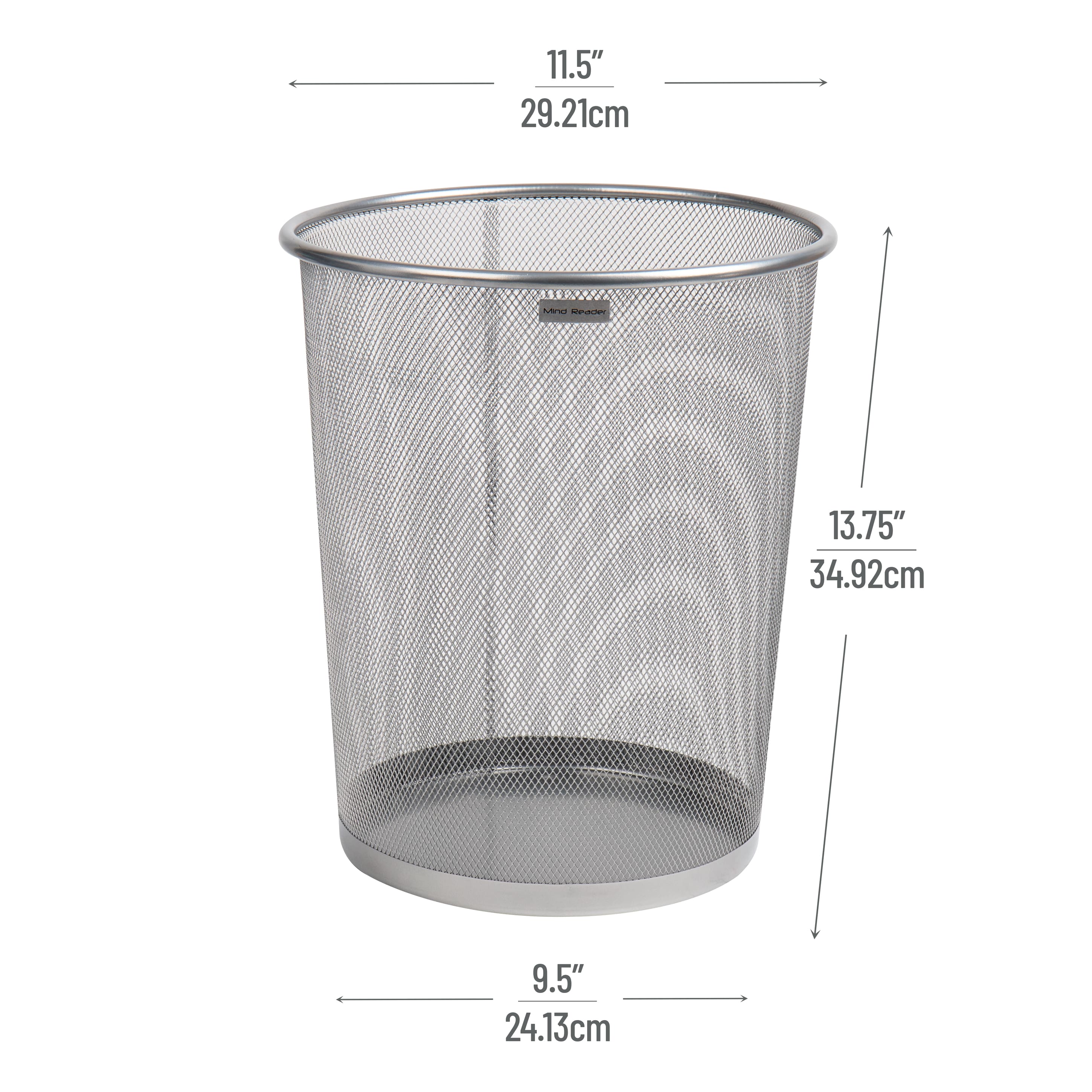 Mind Reader 2 Piece Garbage Round Metal Mesh Waste Basket Recycling Bin