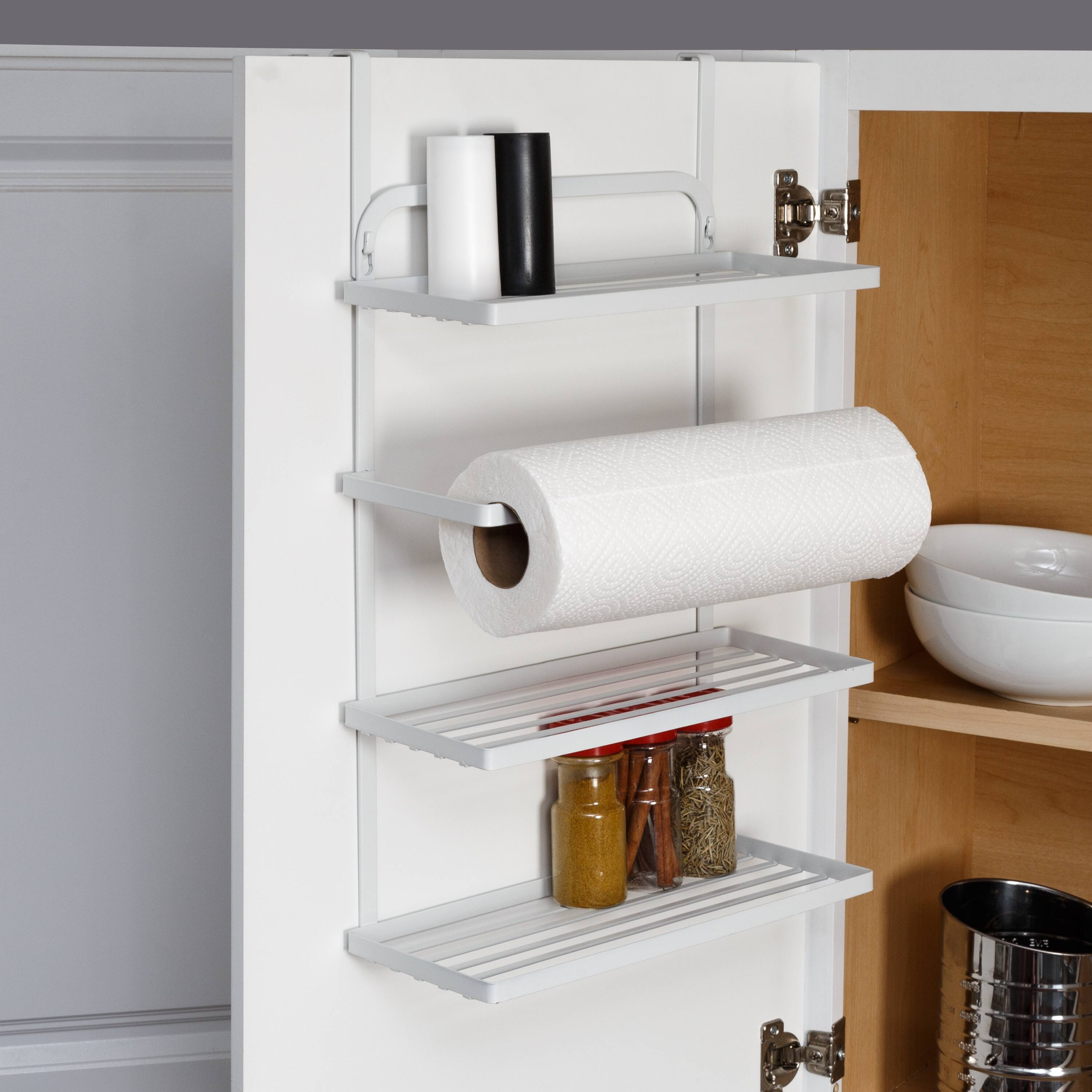 Honey Can Do White Spice Rack & Paper Towel Holder