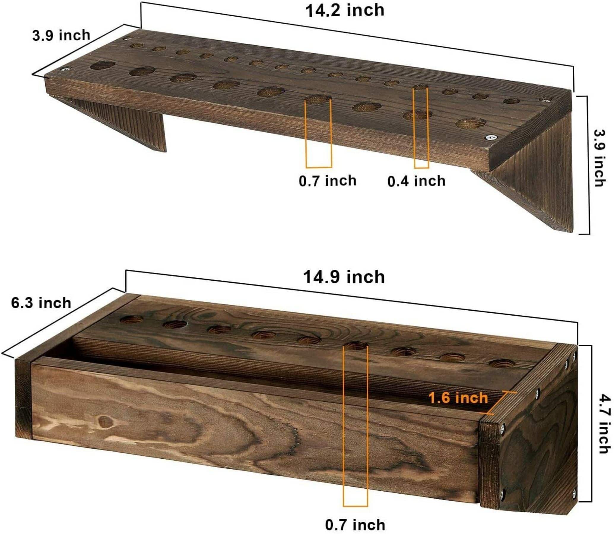 NEX&#x2122; Rustic Brown Solid Wood Tool Storage Box Organizer Set