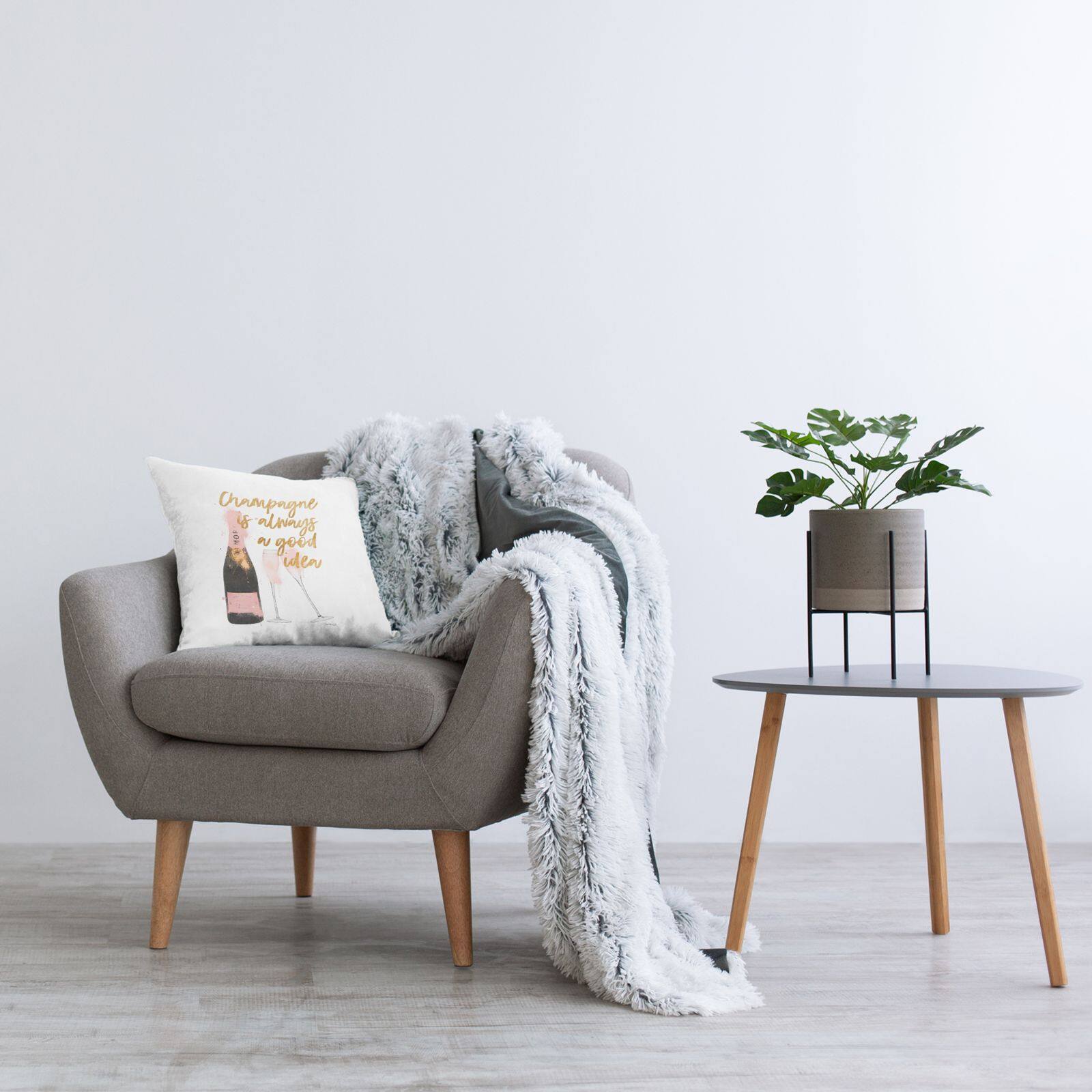 Stupell Industries Champagne Always Good Idea Pink Glam Bottle Throw Pillow, 18" x 18"