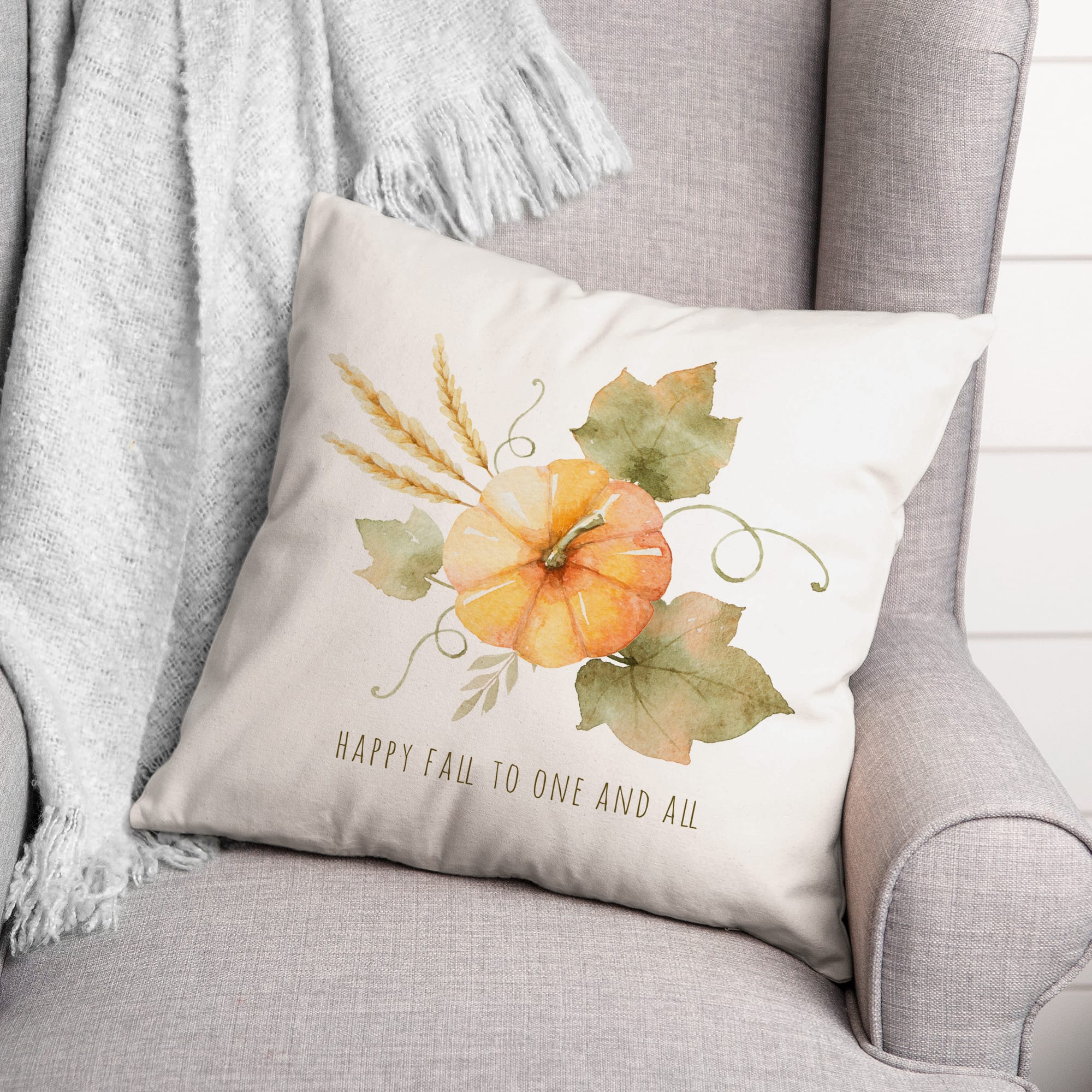 Happy Fall Pumpkin Throw Pillow