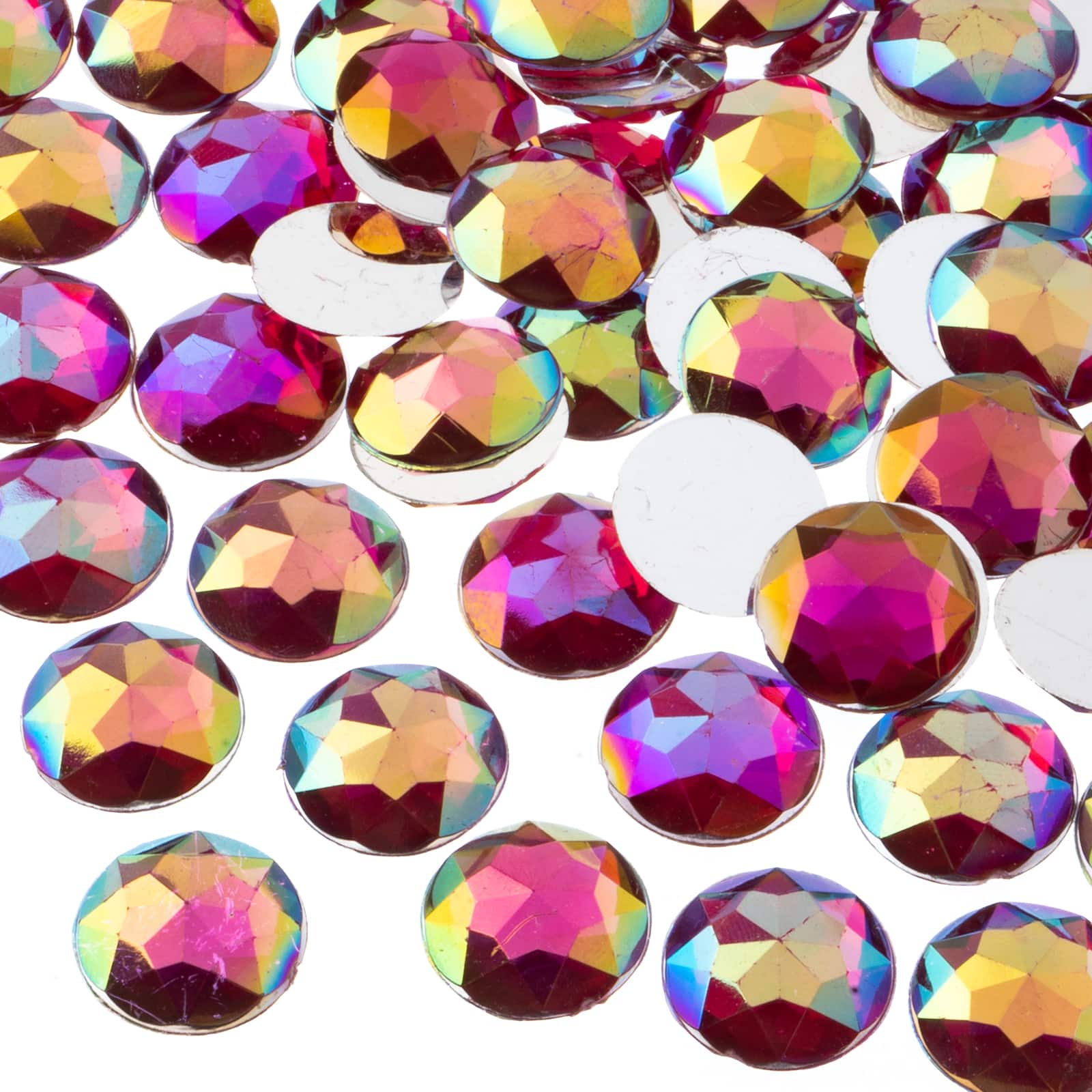John Bead 16mm AB Acrylic Round Flat Back Rhinestones, 200ct.
