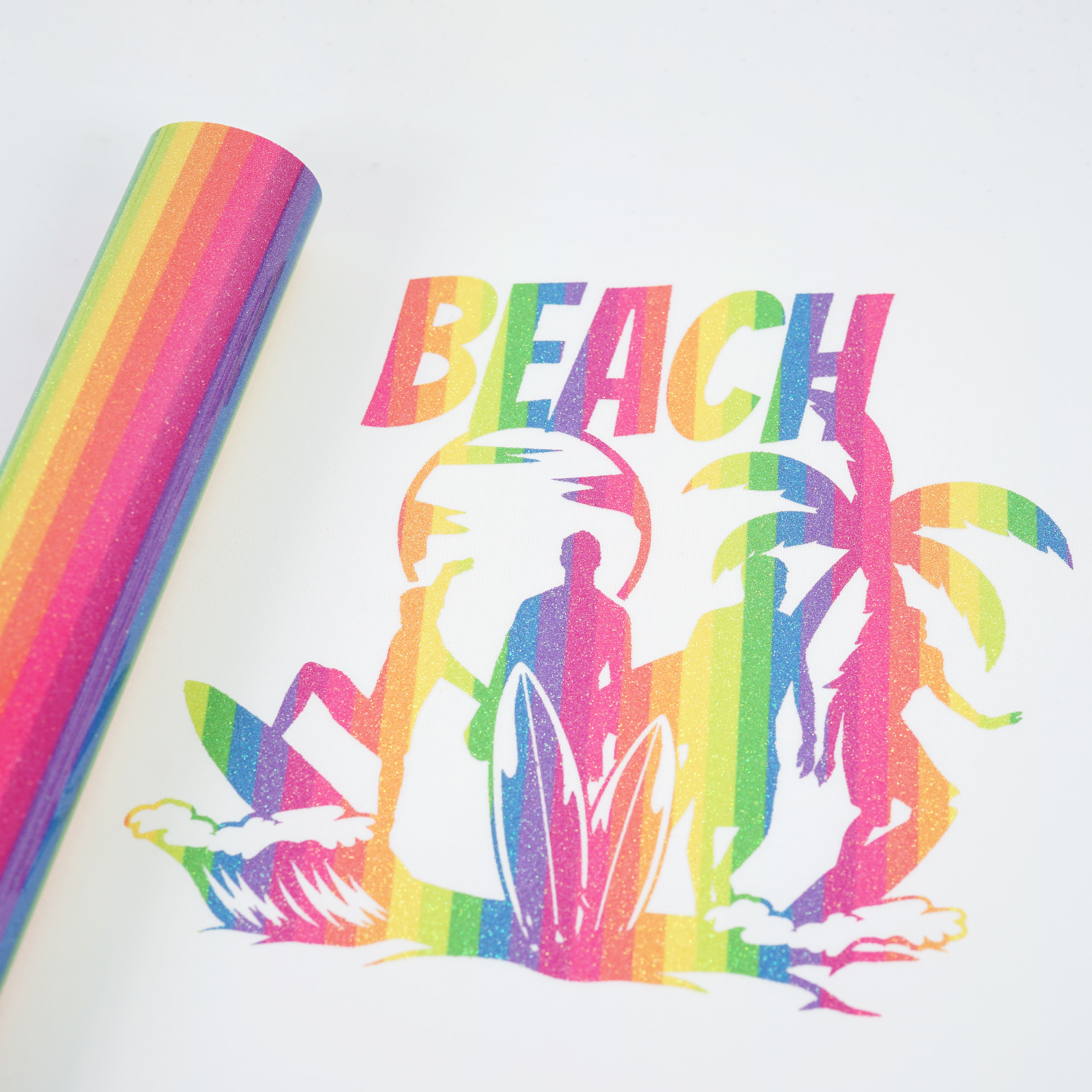 12 Pack: Glitter Rainbow Stripes Heat Transfer Vinyl by Make Market®