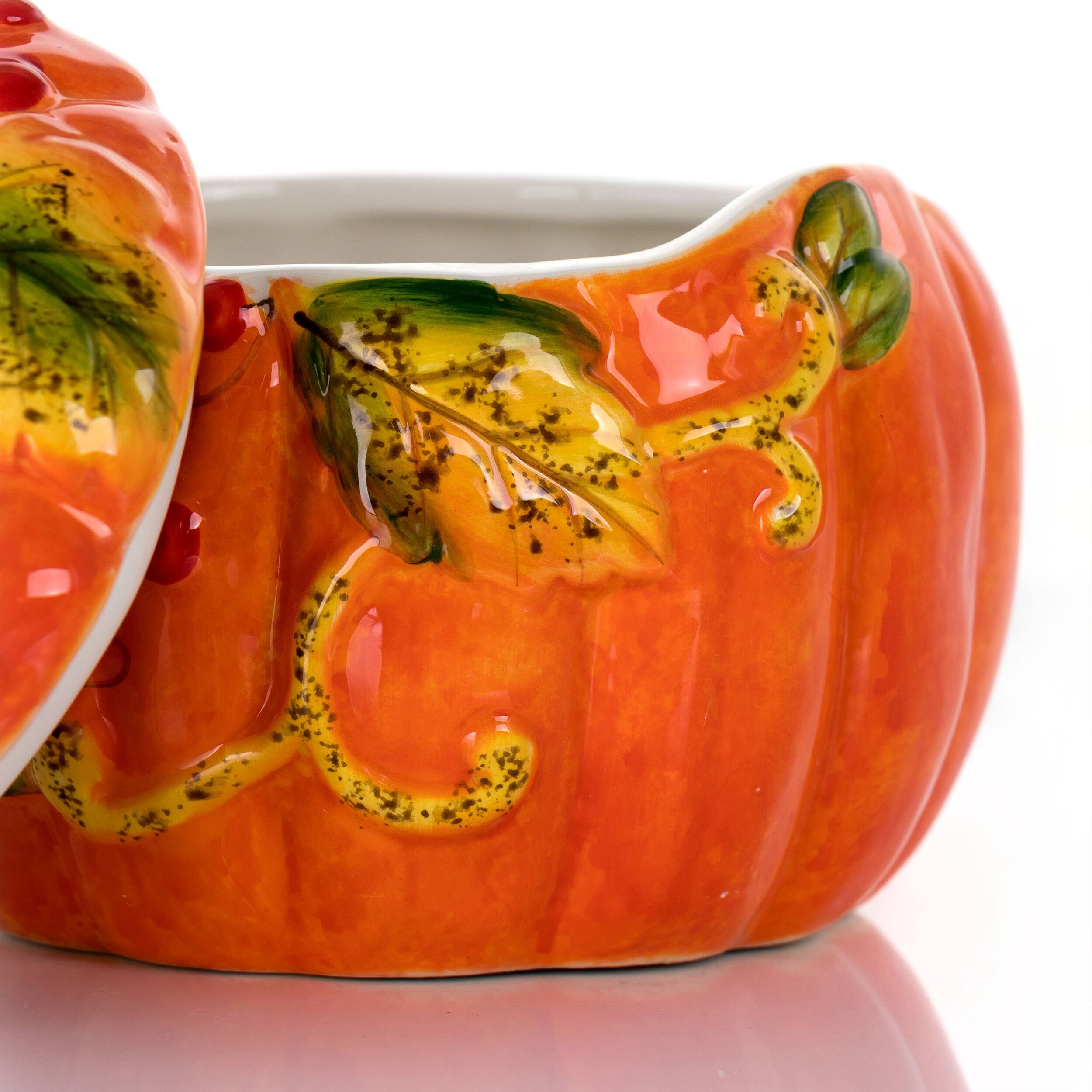 Gibson Home® Orange Stoneware Pumpkin Cookie Jar with Lid