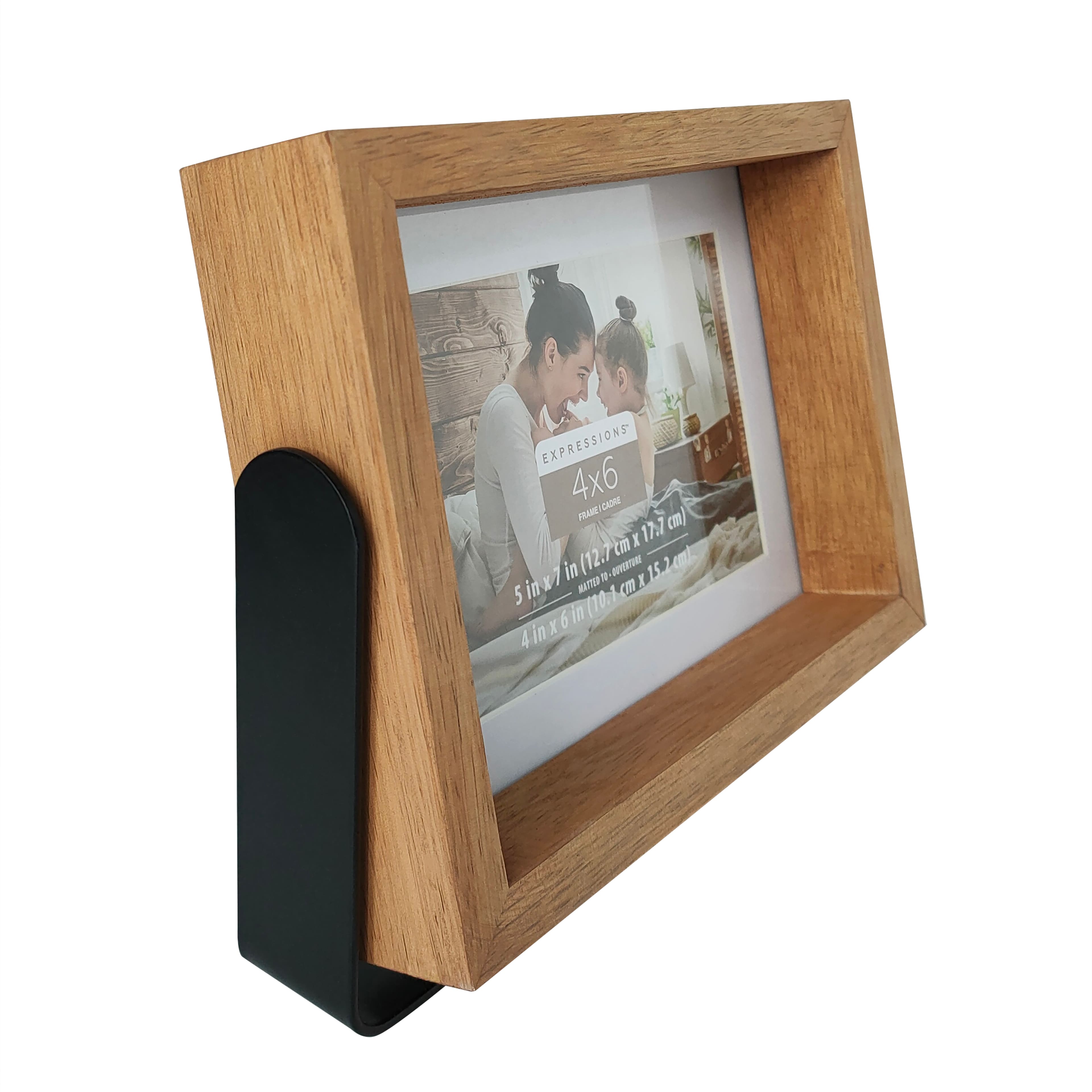 Expressions 4" x 6" Natural Wood Frame with Mat in Metal Base by Studio Décor®