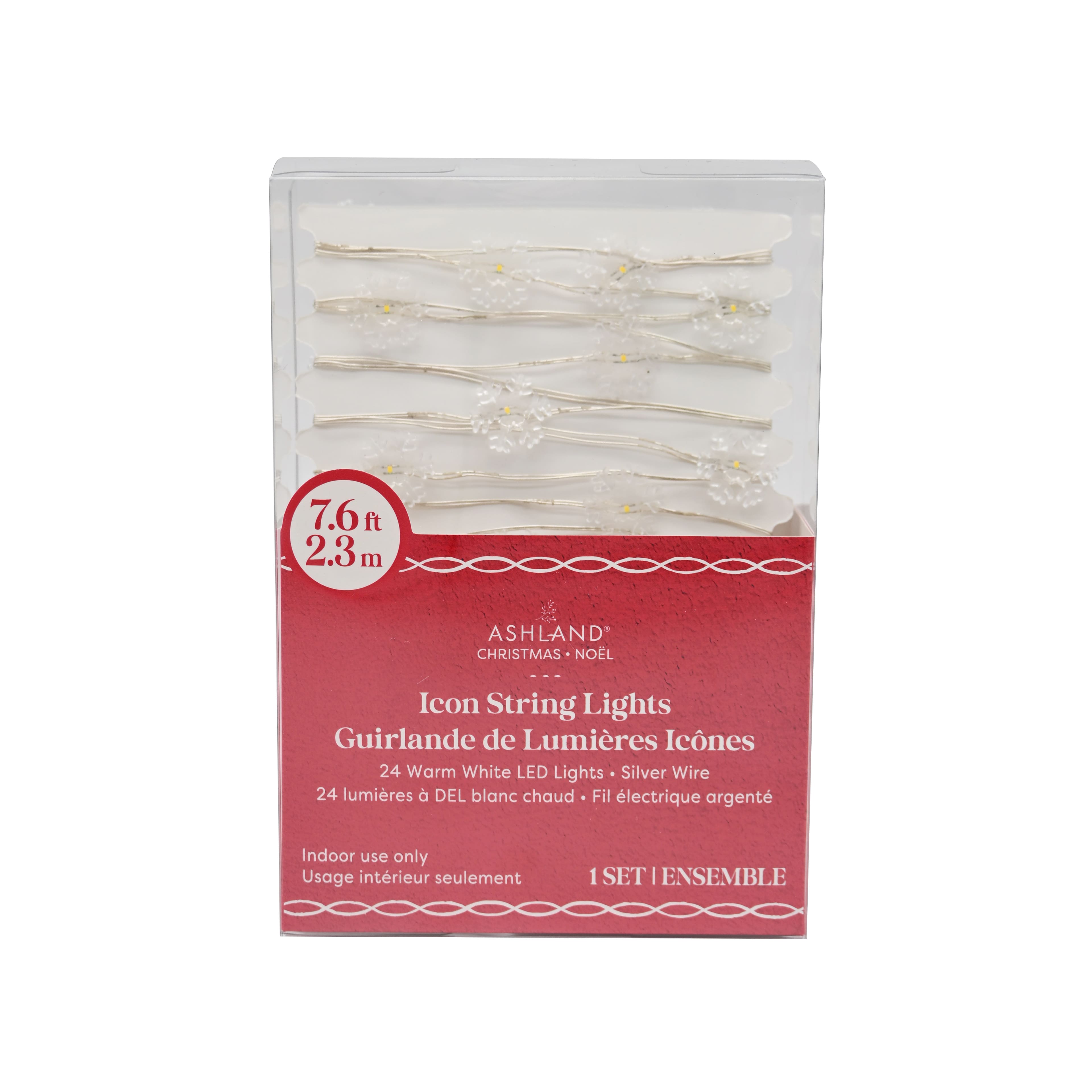 24ct. Warm White LED Snowflake String Lights on Silver Wire by Ashland&#xAE;