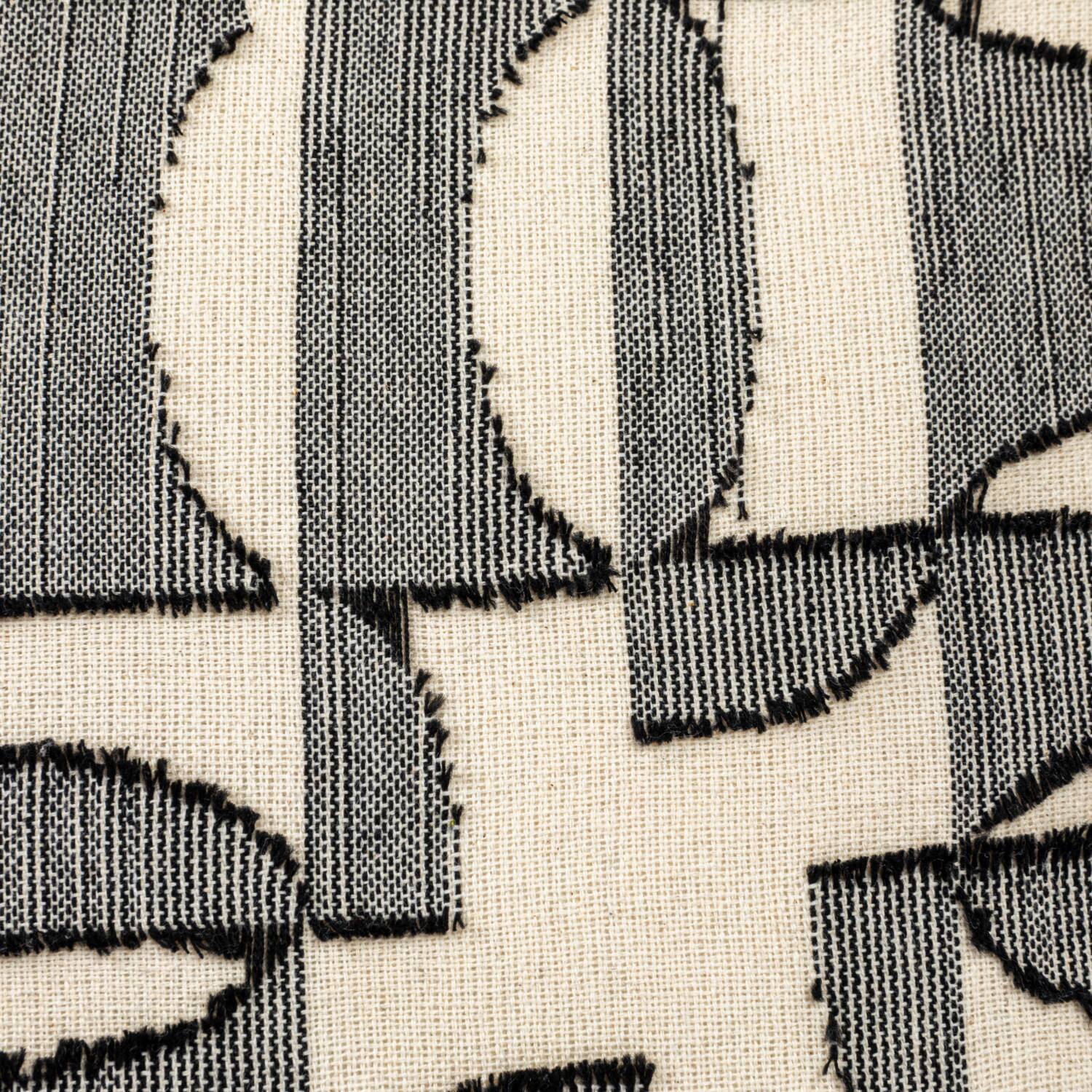 Hello Honey&#xAE; Multicolored Geometric Pattern Woven Cotton Pillow with Chambray Back &#x26; Fringe