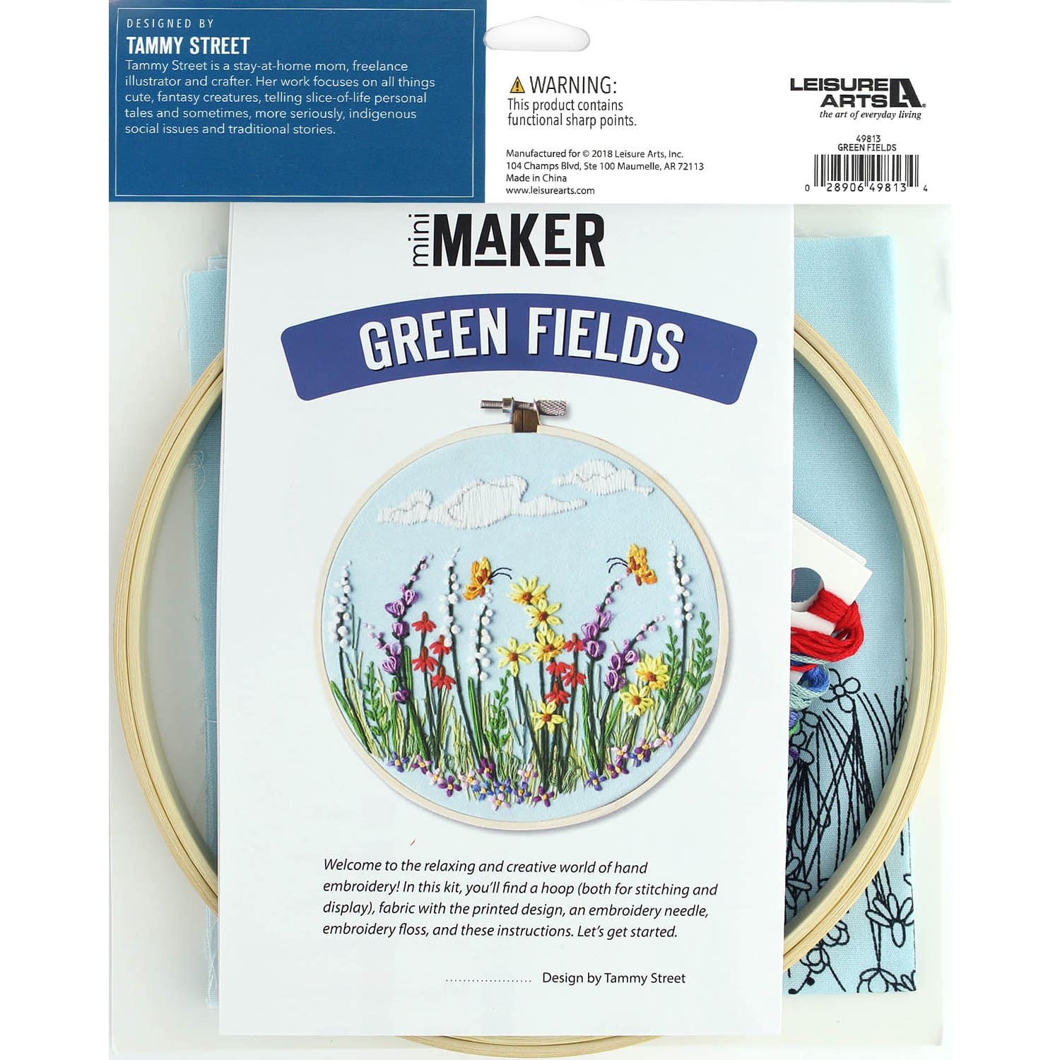 Leisure Arts&#xAE; 8&#x22; Green Fields Embroidery Kit