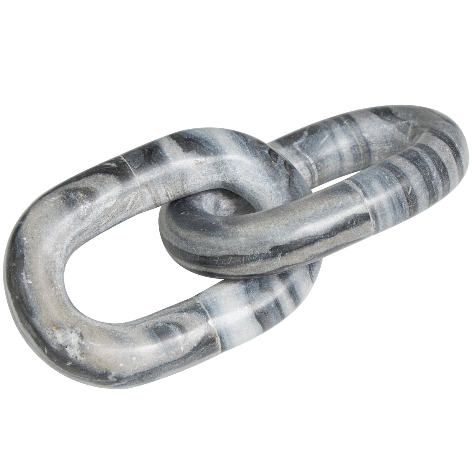 9" Gray Marble Geometric 2 Link Chain Sculpture Décor