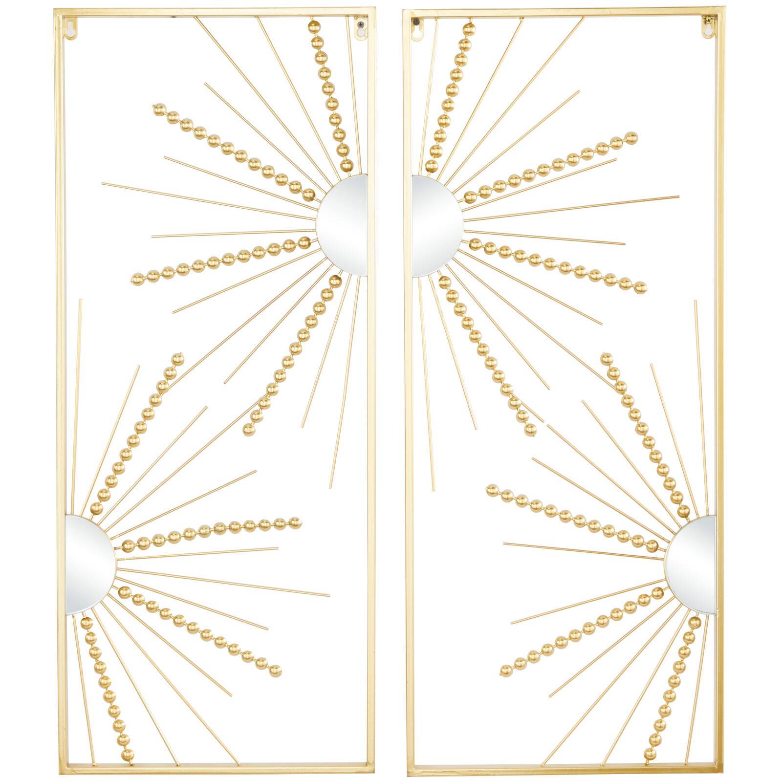 CosmoLiving by Cosmopolitan Gold Metal Half Moon Mirror Geometric Wall Decor with Gold Frame Set of 2 15&#x22;, 36&#x22;