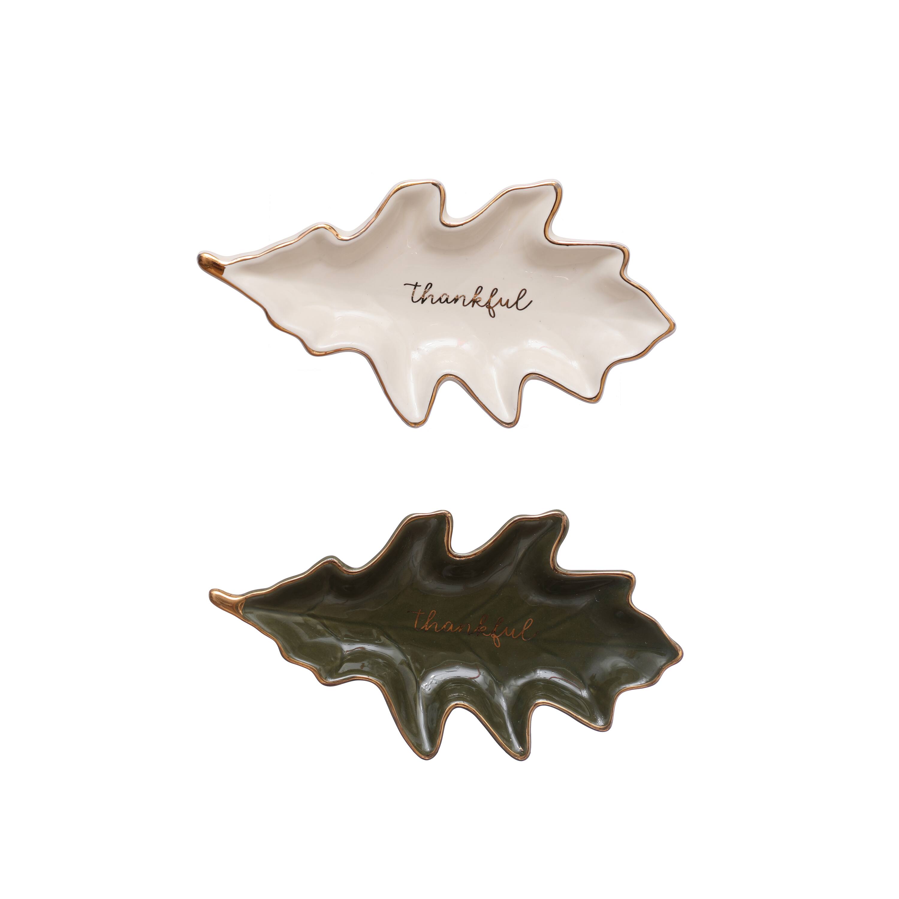 Assorted 6.75&quot; Thankful Leaf Ceramic Tabletop Dish by Ashland 