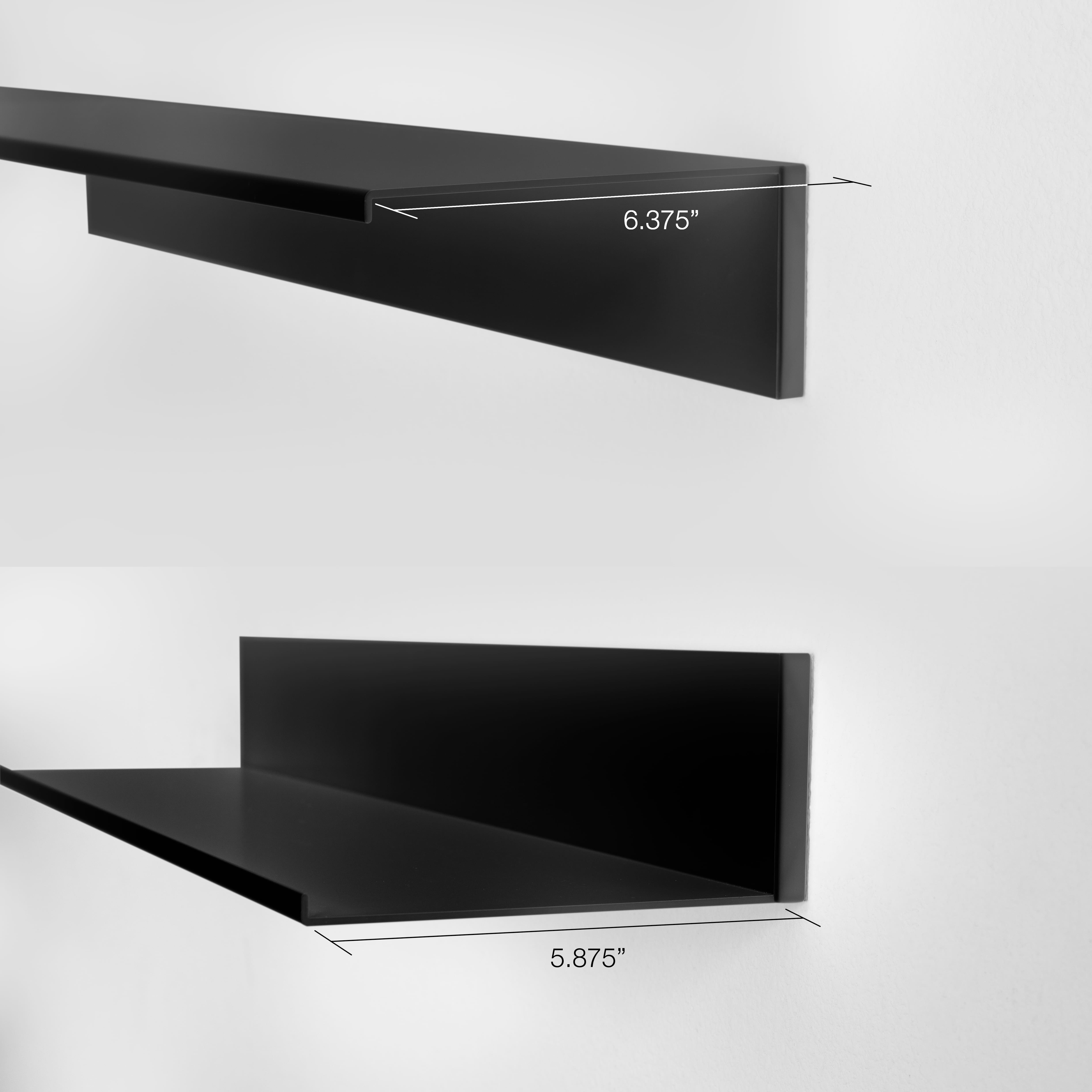 HangZ&#x2122; Black Reversible No Stud Floating Shelf