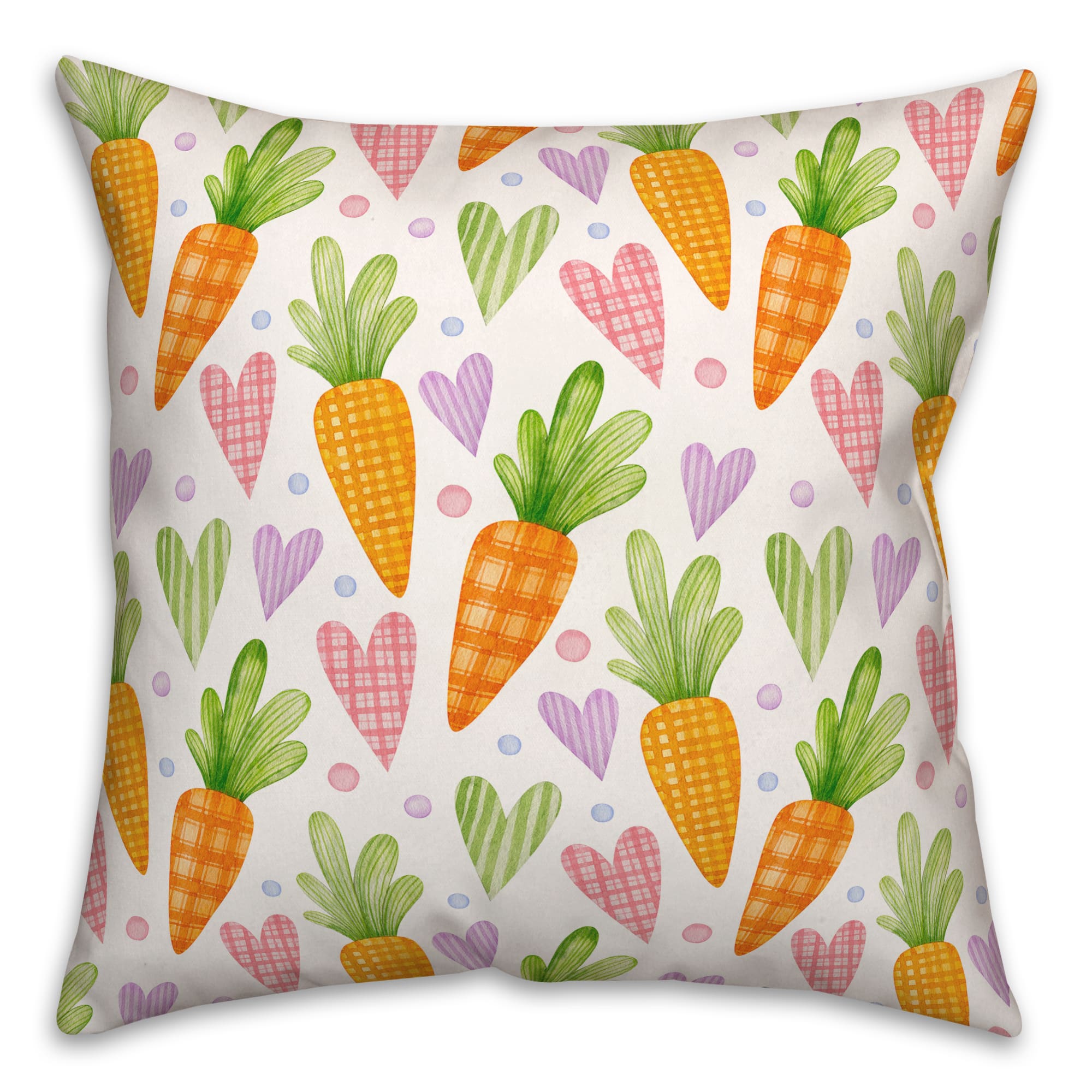Carrots & Hearts Easter Throw Pillow