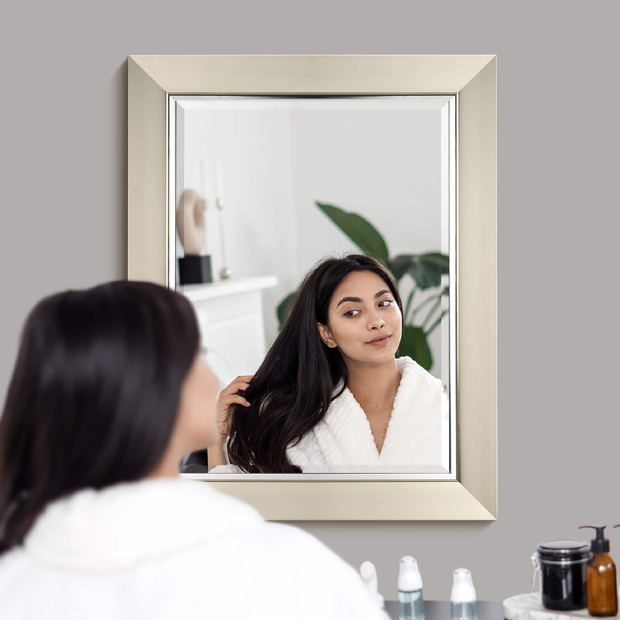 Head West 29" Brushed Nickel Frame Vanity Mirror