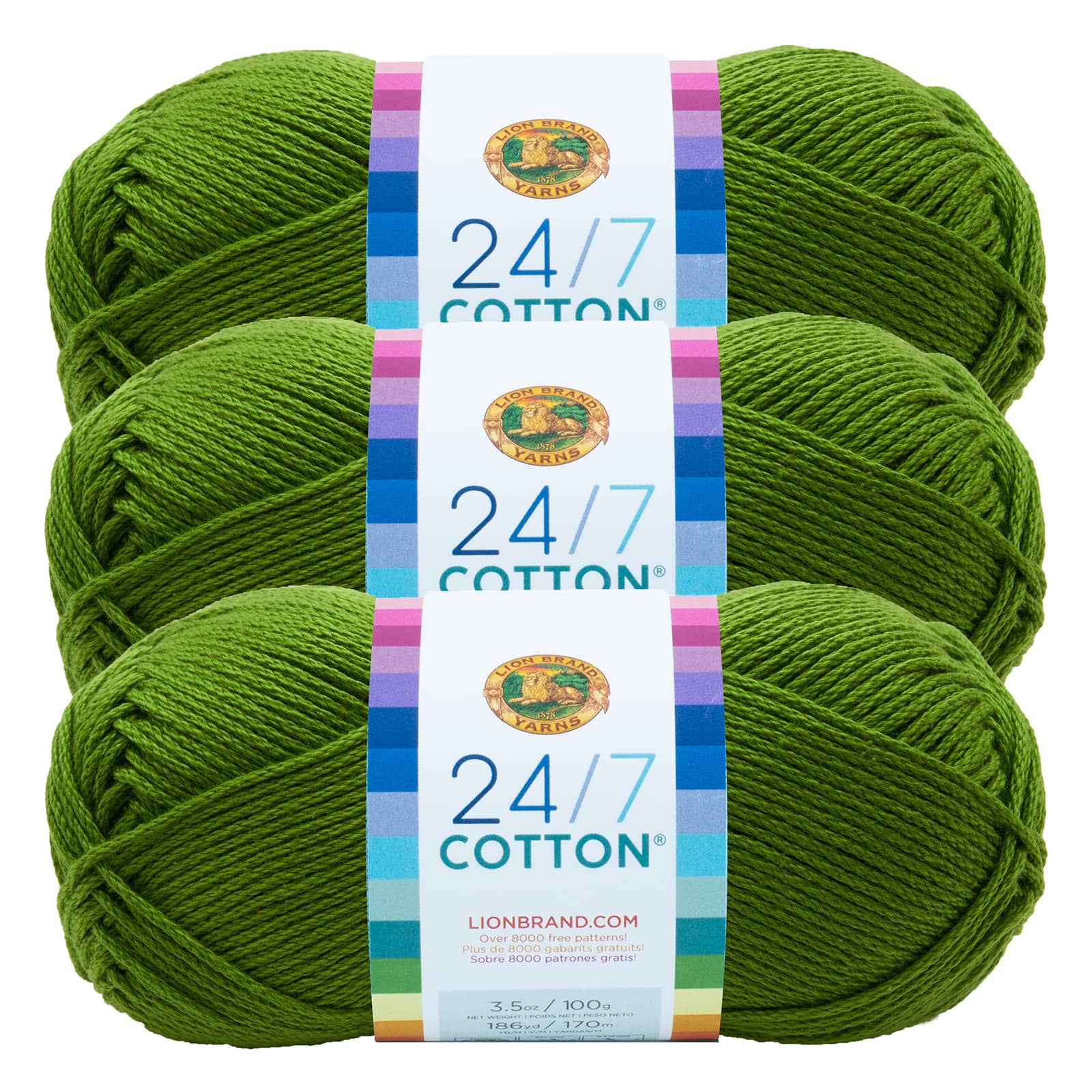 3 Pack Lion Brand&#xAE; 24/7 Cotton&#xAE; Yarn