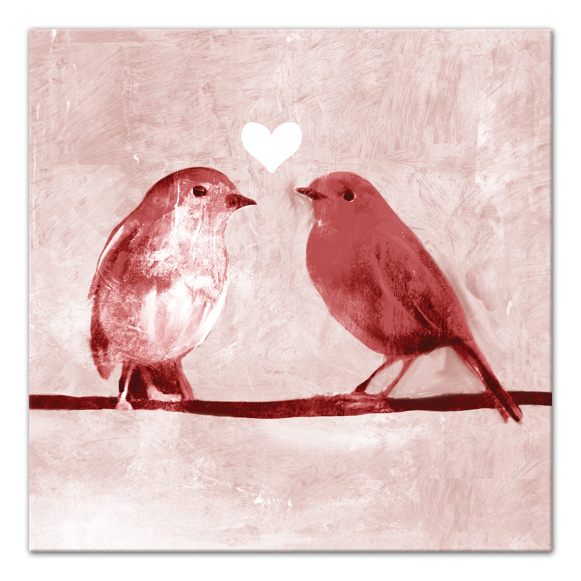 Pink Love Birds 12&#x22; x 12&#x22; Canvas Wall Art