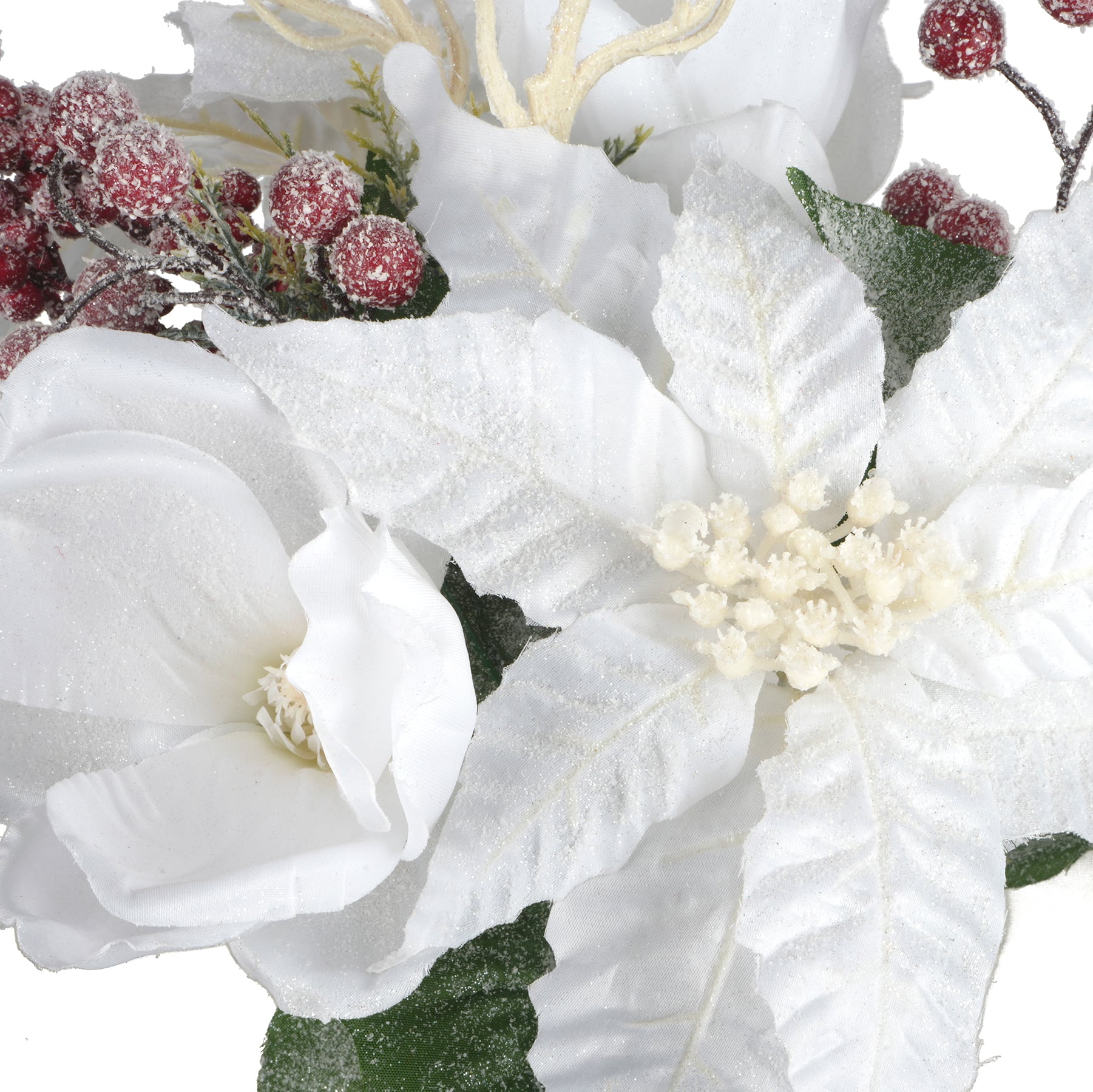 19&#x22; White Snow-Covered Poinsettia &#x26; Berry Bush by Ashland&#xAE;