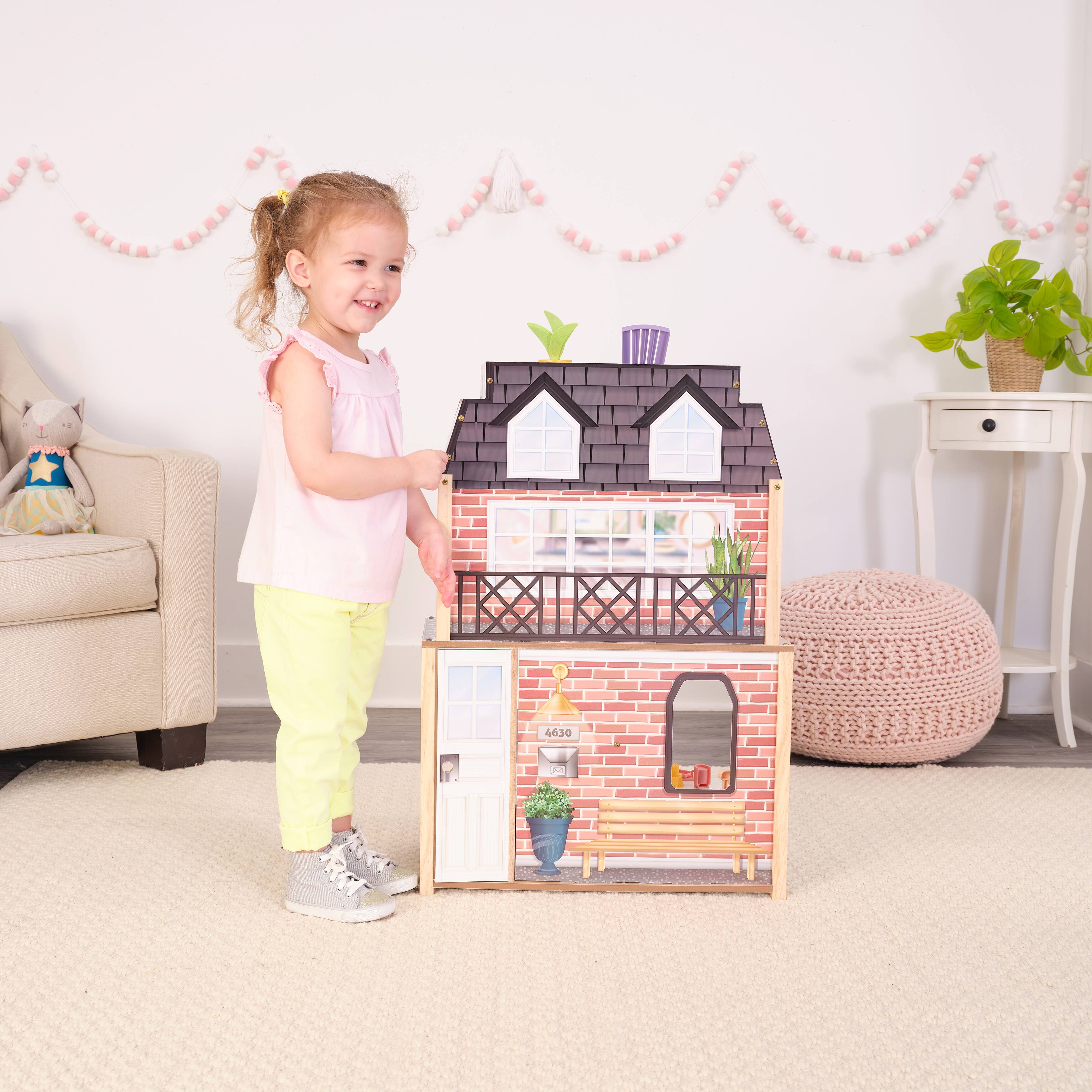 KidKraft Bella View Wooden Dollhouse with Rooftop Deck & 31 Accessories