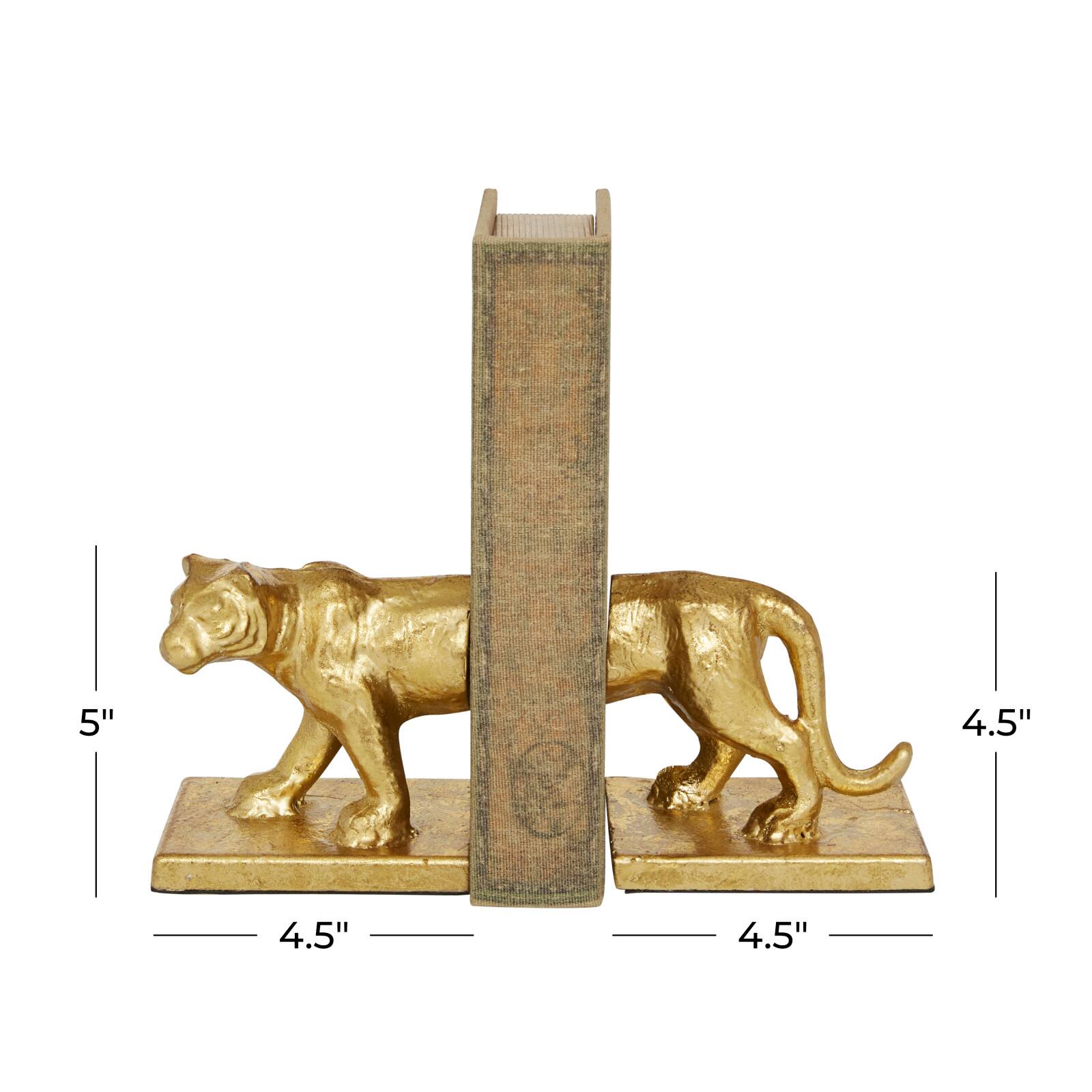 5&#x22; Gold Iron Cougar Glam Bookends