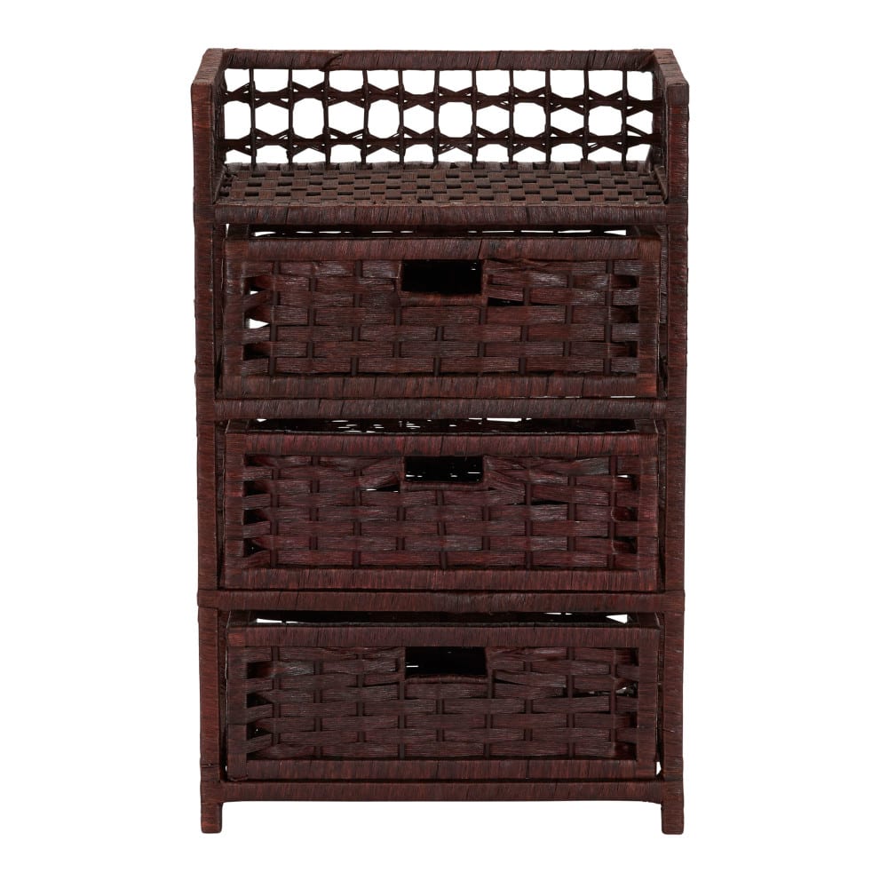 Household Essentials Woven 3 Drawer Chest with Cutout Handles