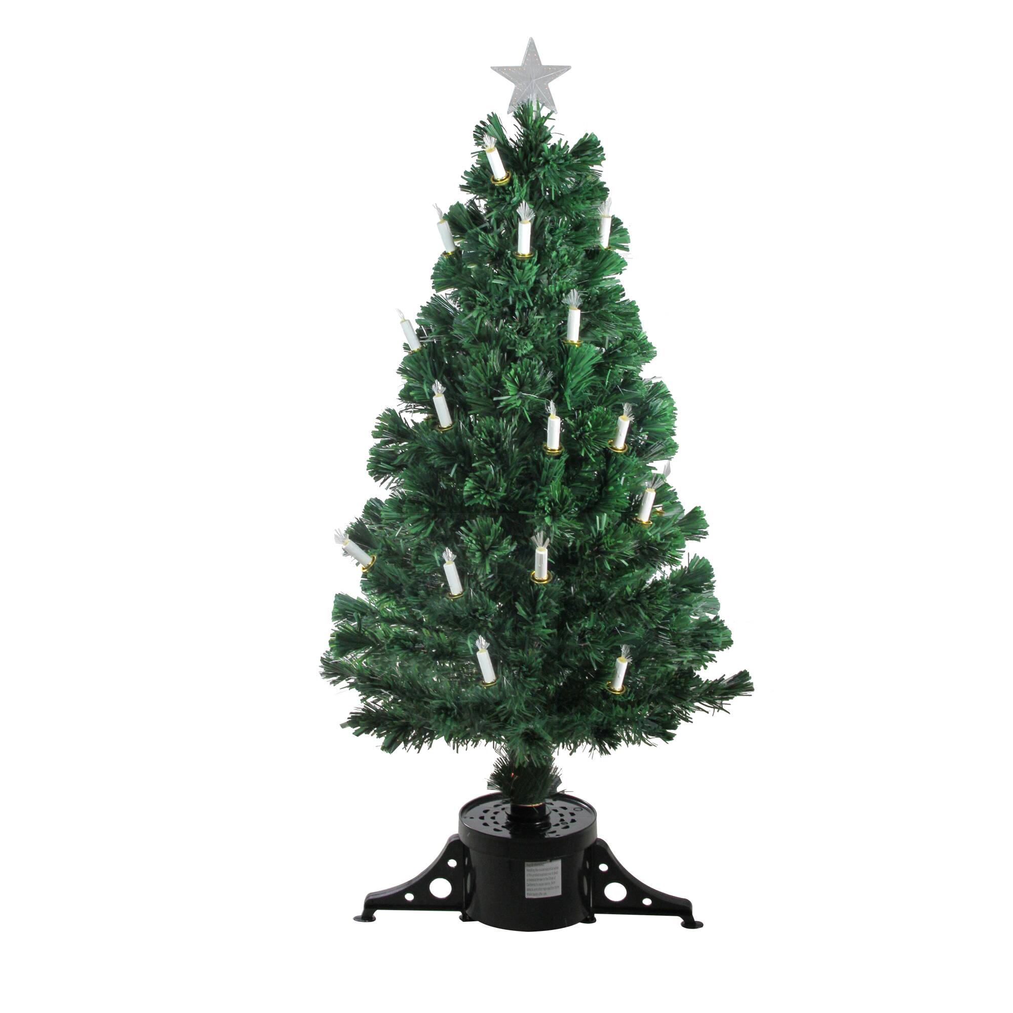 4ft. Pre-Lit Fiber Optic Artificial Christmas Tree with Candles