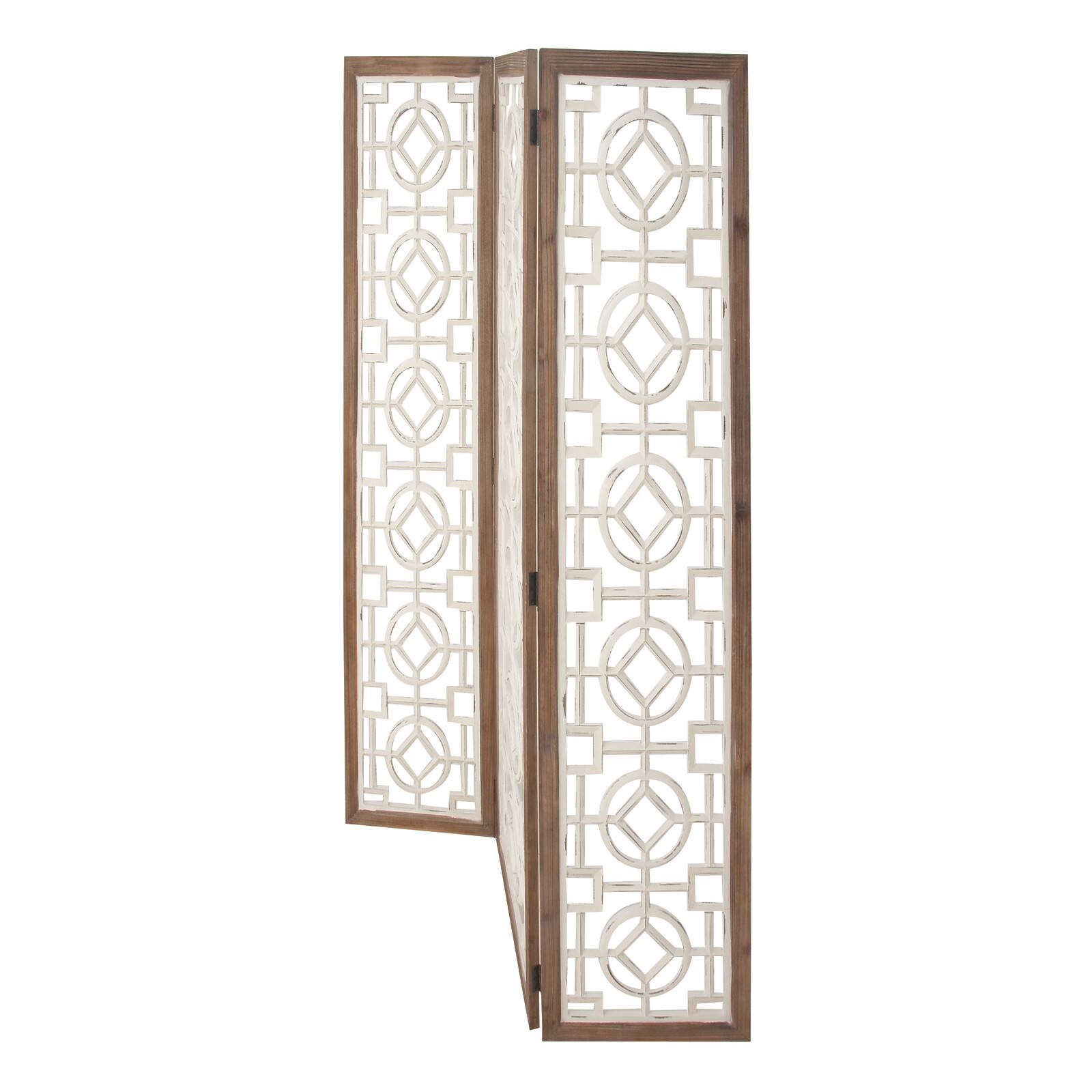 White Wood Farmhouse Room Divider Screen, 72&#x22; x 54&#x22; x 1&#x22;