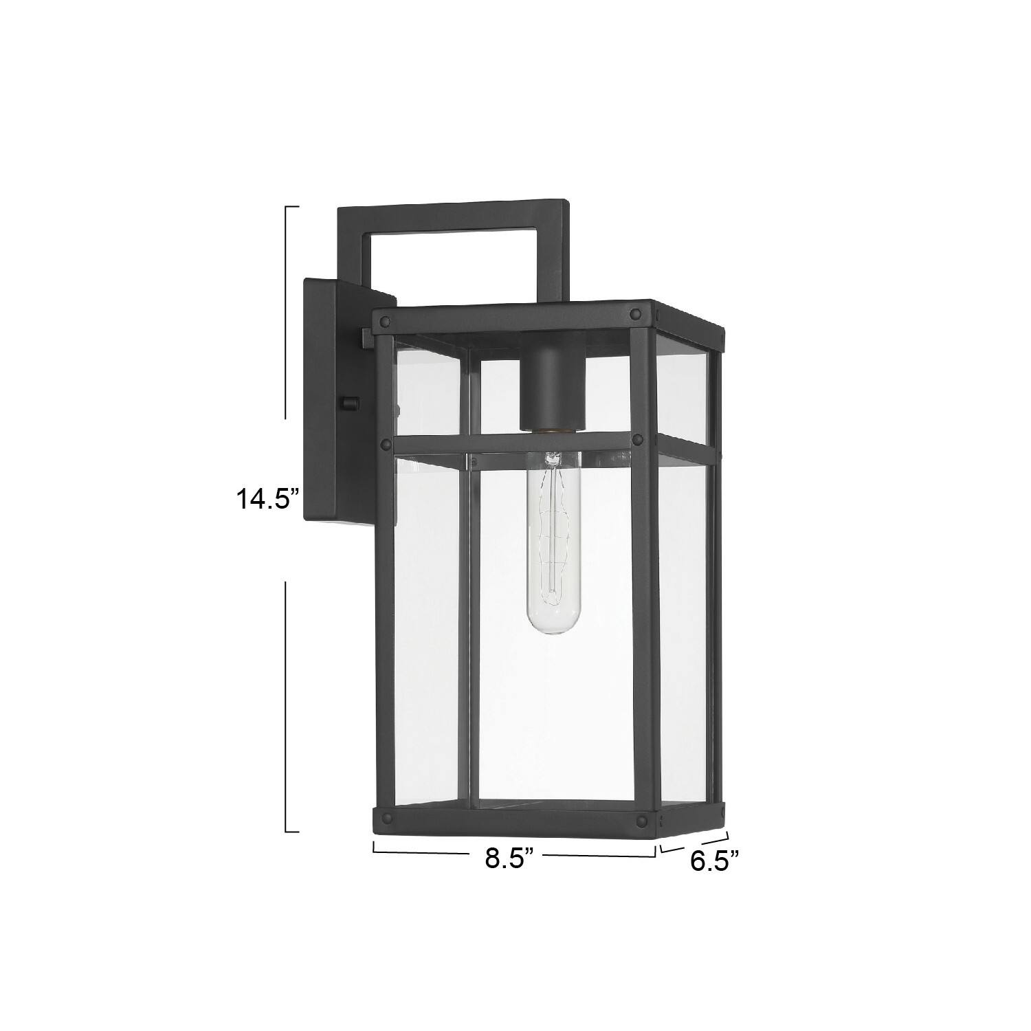 Hello Honey® Blake Black Modern Metal & Clear Glass Paneled Wall Mounted Outdoor Light