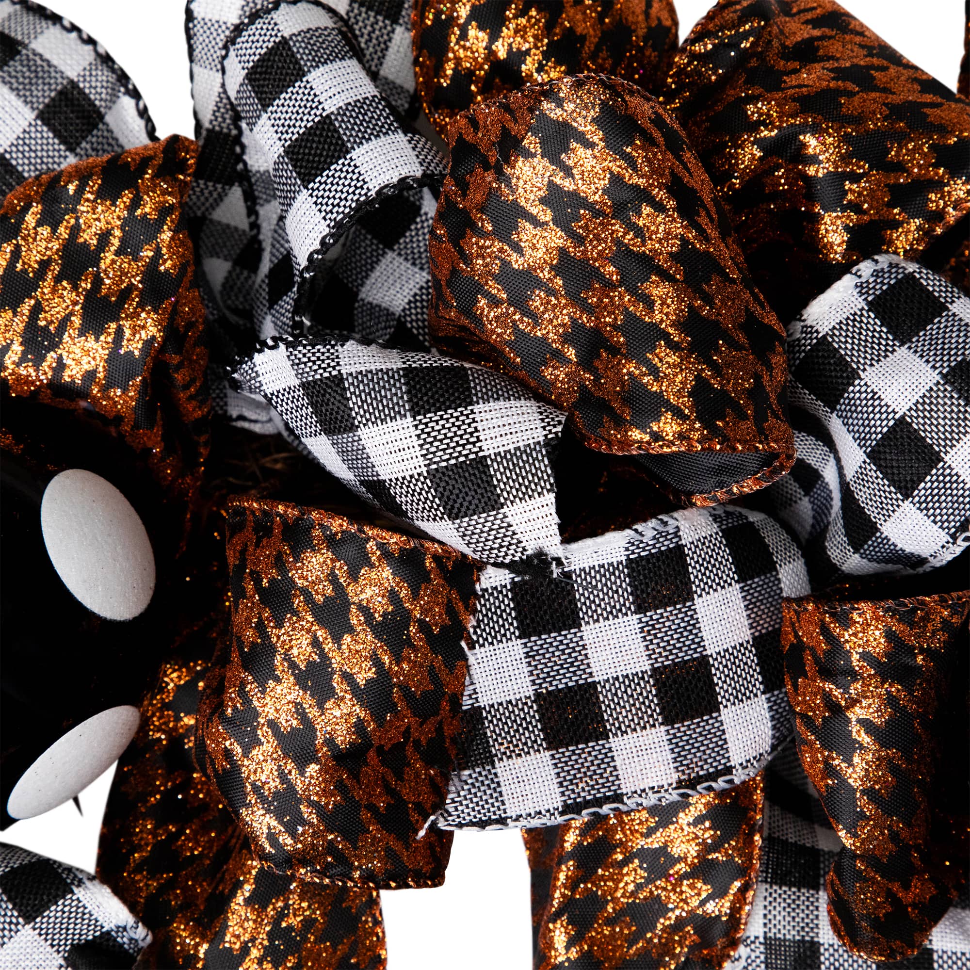 24'' Unlit Orange and Black Witch with Bows Halloween Wreath