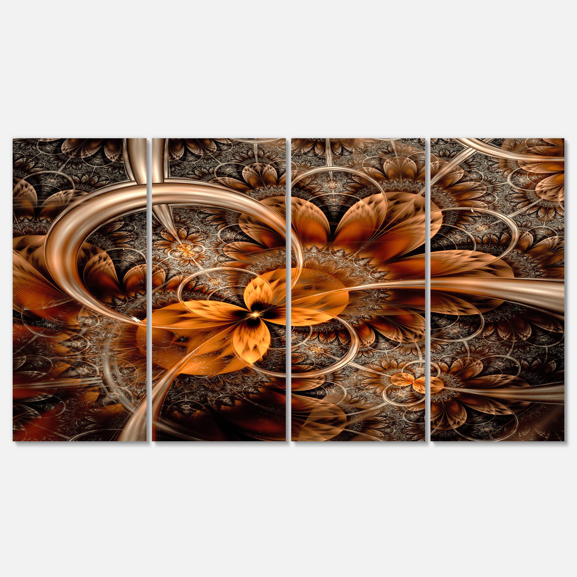 Designart - Dark Orange Fractal Flower