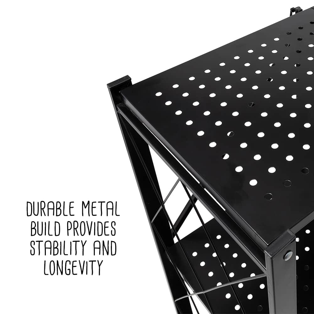 Honey Can Do Black Collapsible 3-Tier Metal Shelf