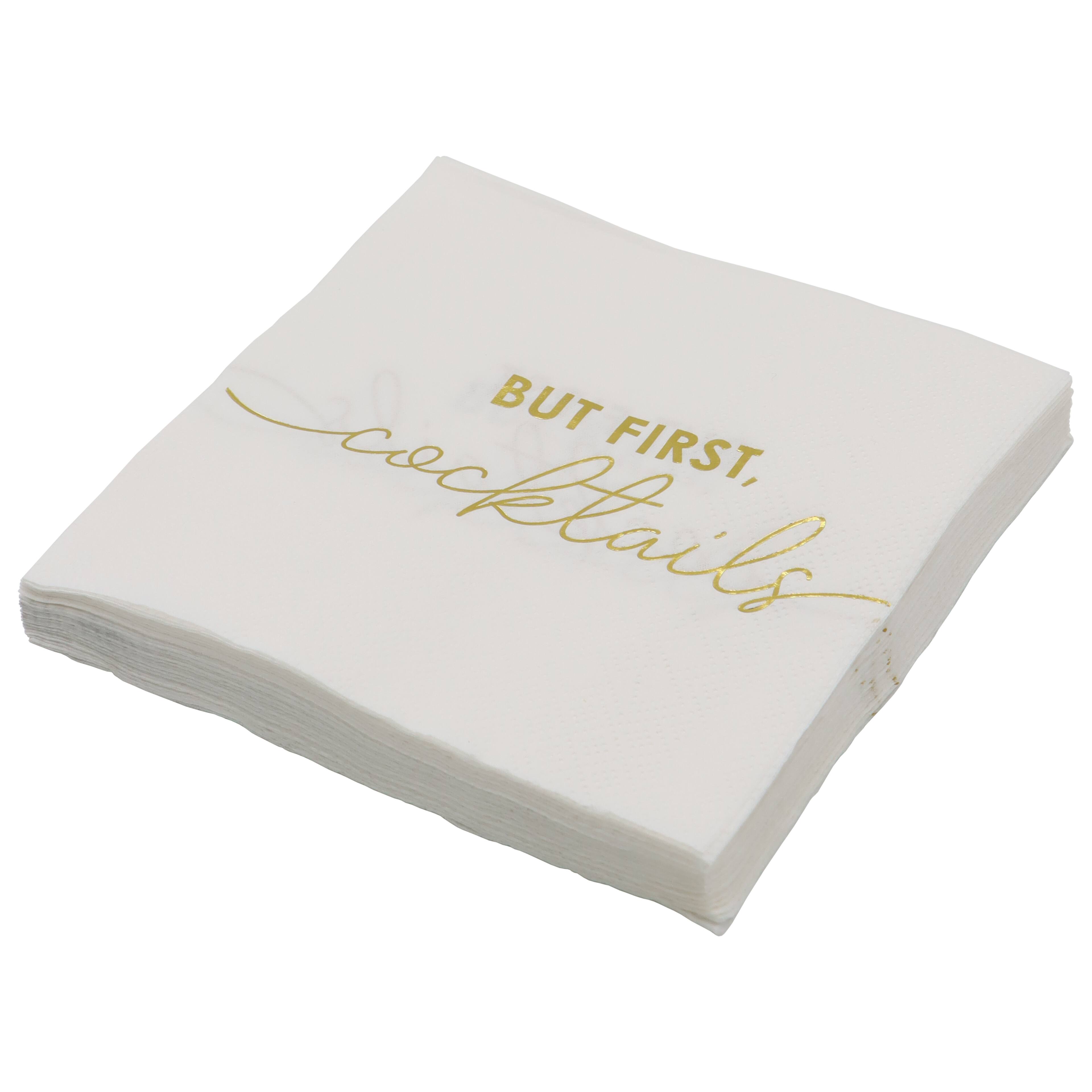Gold &#x26; White But First Cocktails Beverage Napkins, 20ct. by Celebrate It&#x2122;