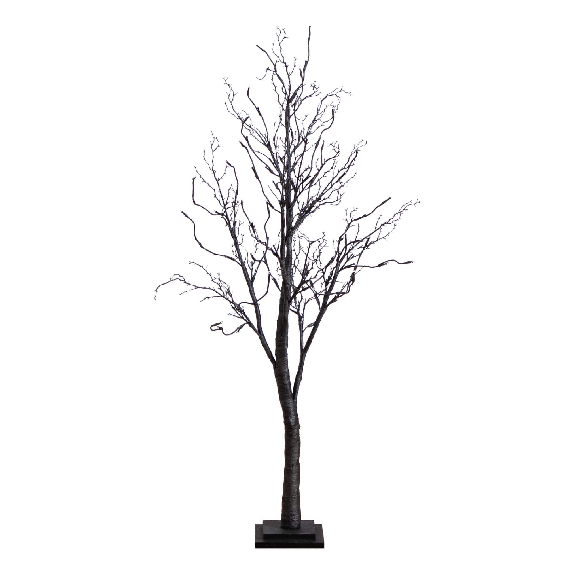 4ft. Orange &#x26; Purple LED Pre-Lit Halloween Deluxe Black Twig Artificial Fall Tree