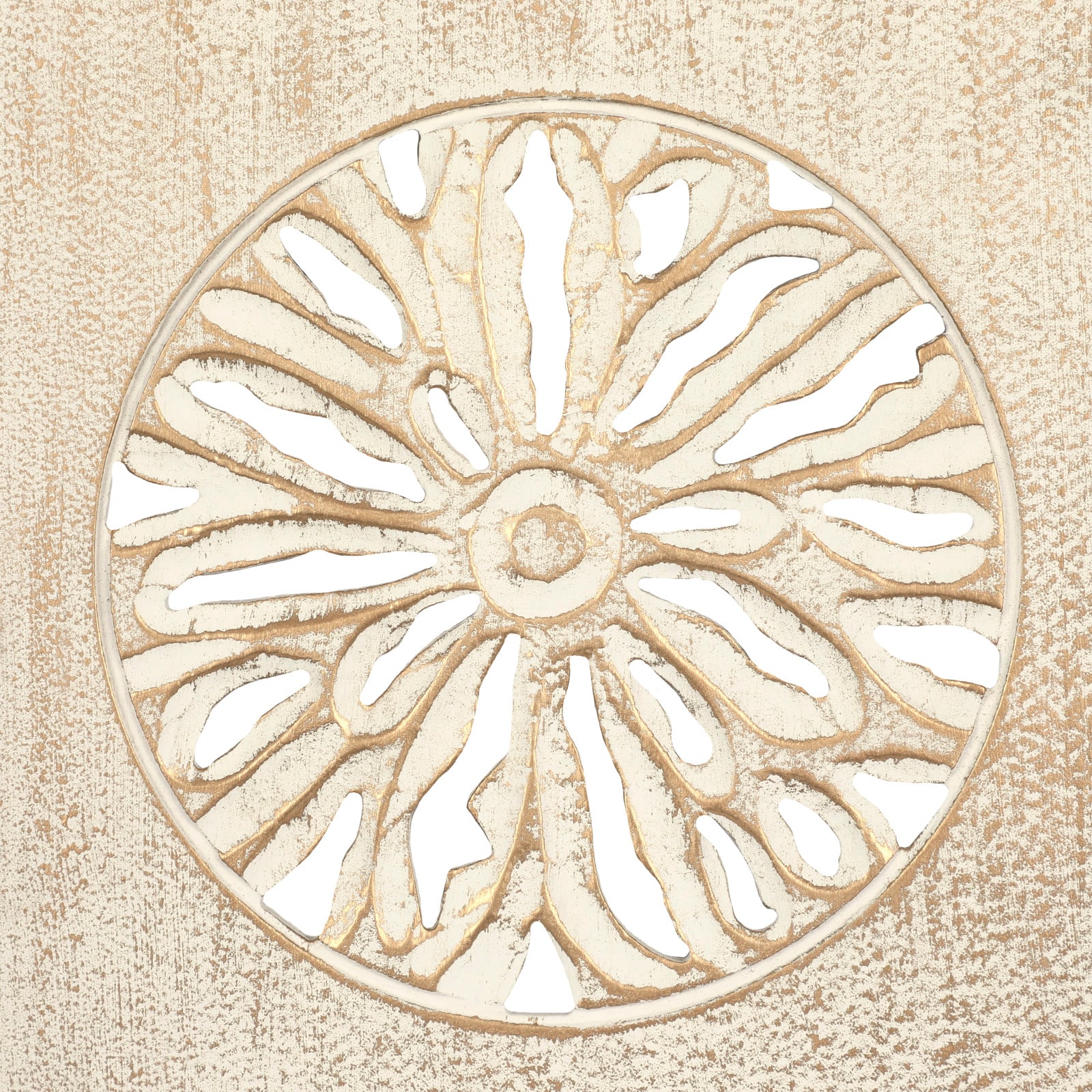 Cream Distressed Carved Floral Wall D&#xE9;cor