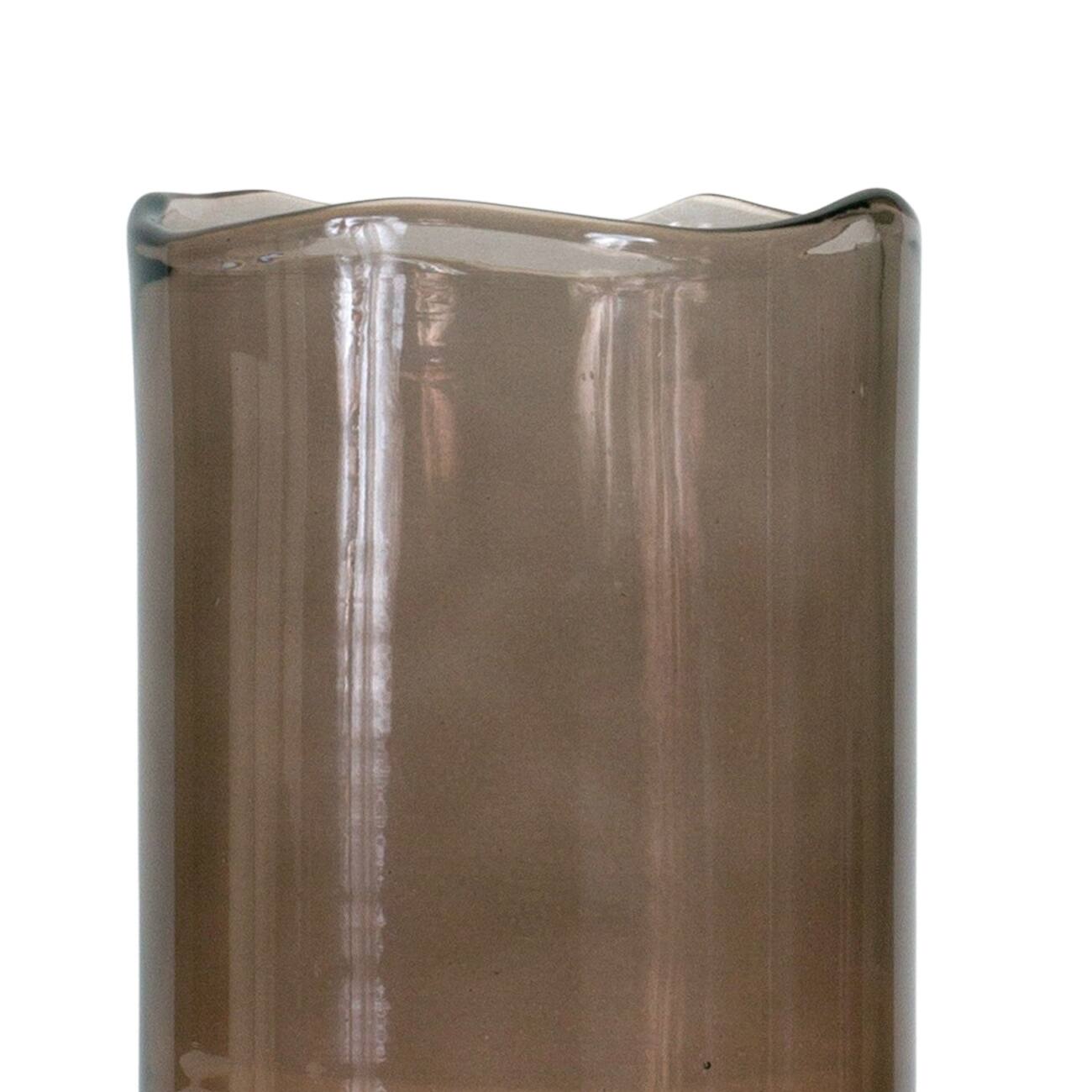Brown Decorative Wavy Glass Vase