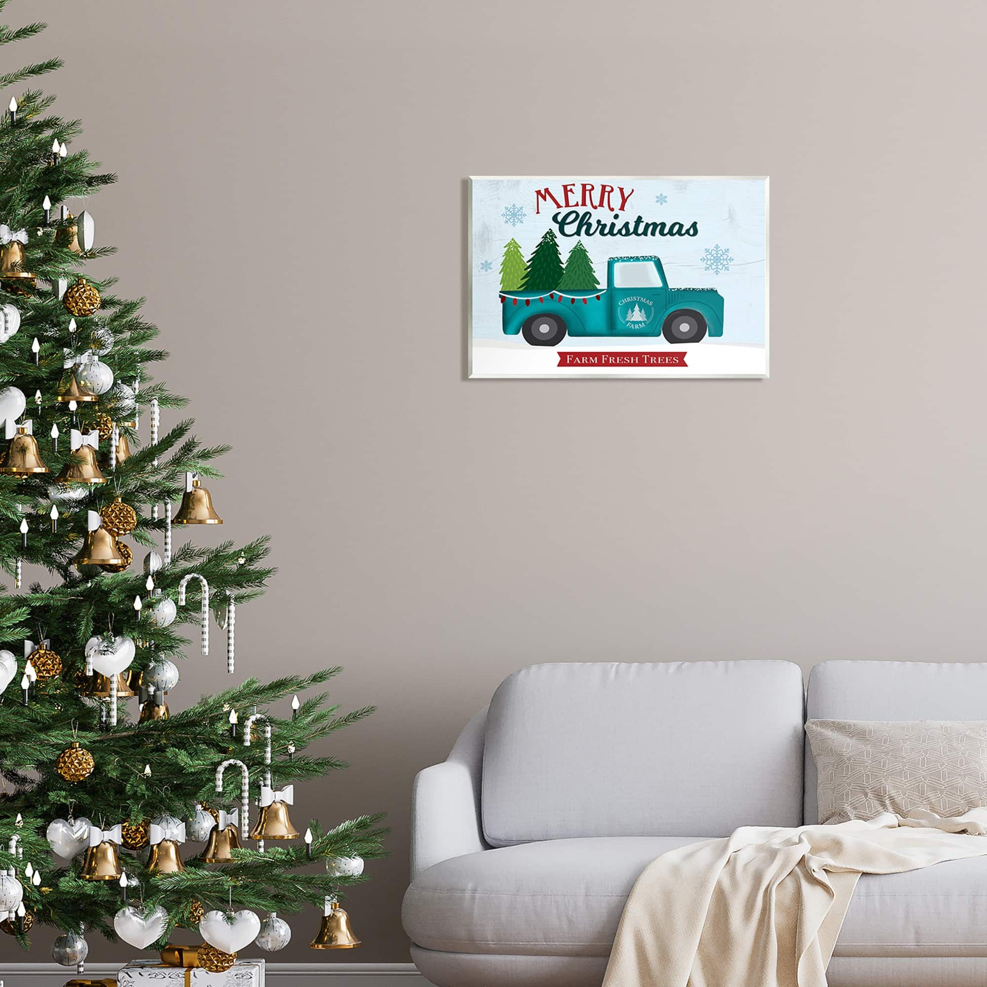 Stupell Industries Merry Christmas Farm Fresh Trees Sign Wall Plaque Art