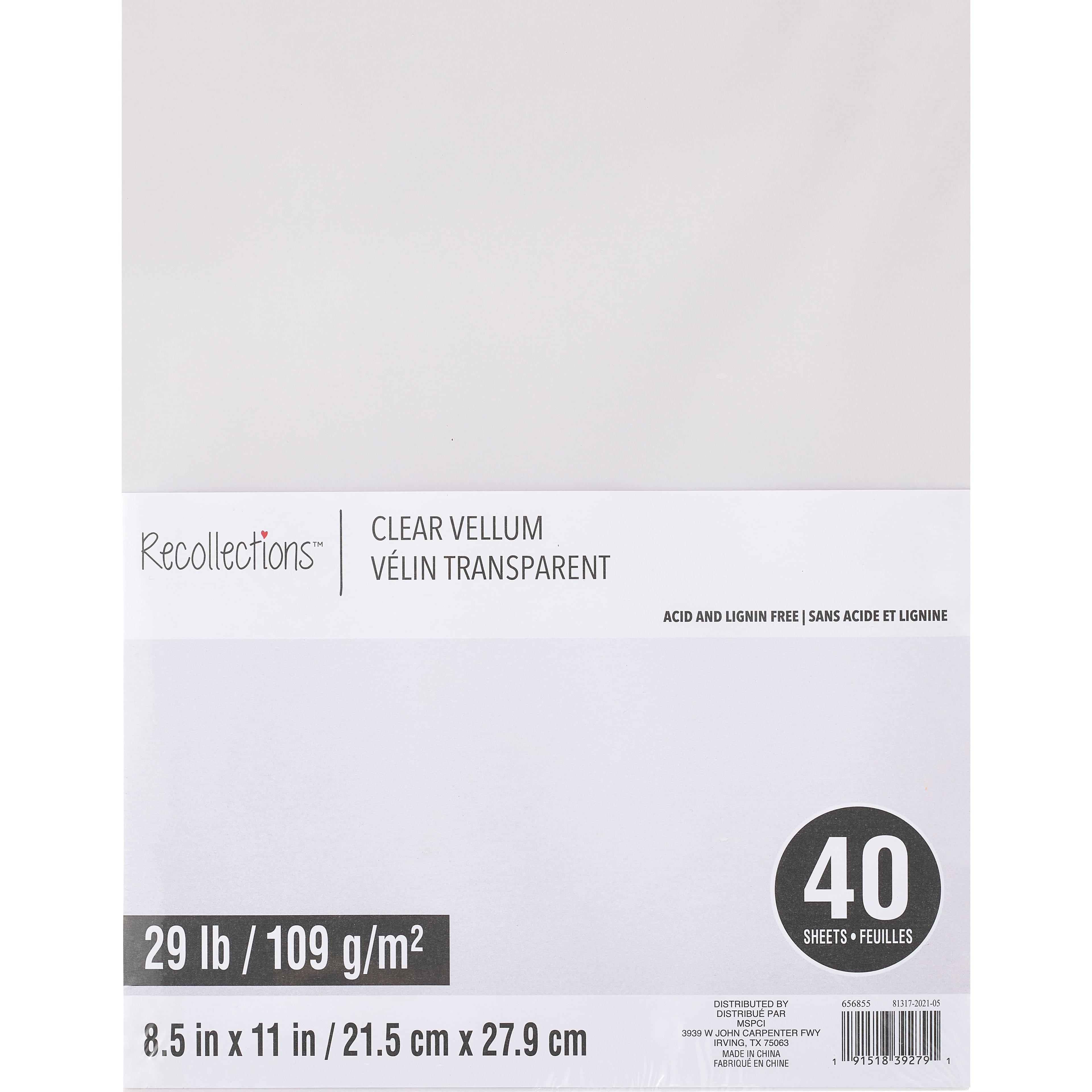 100 Sheets Transclucent Vellum Paper, 29 lb 110 GSM, Transparent