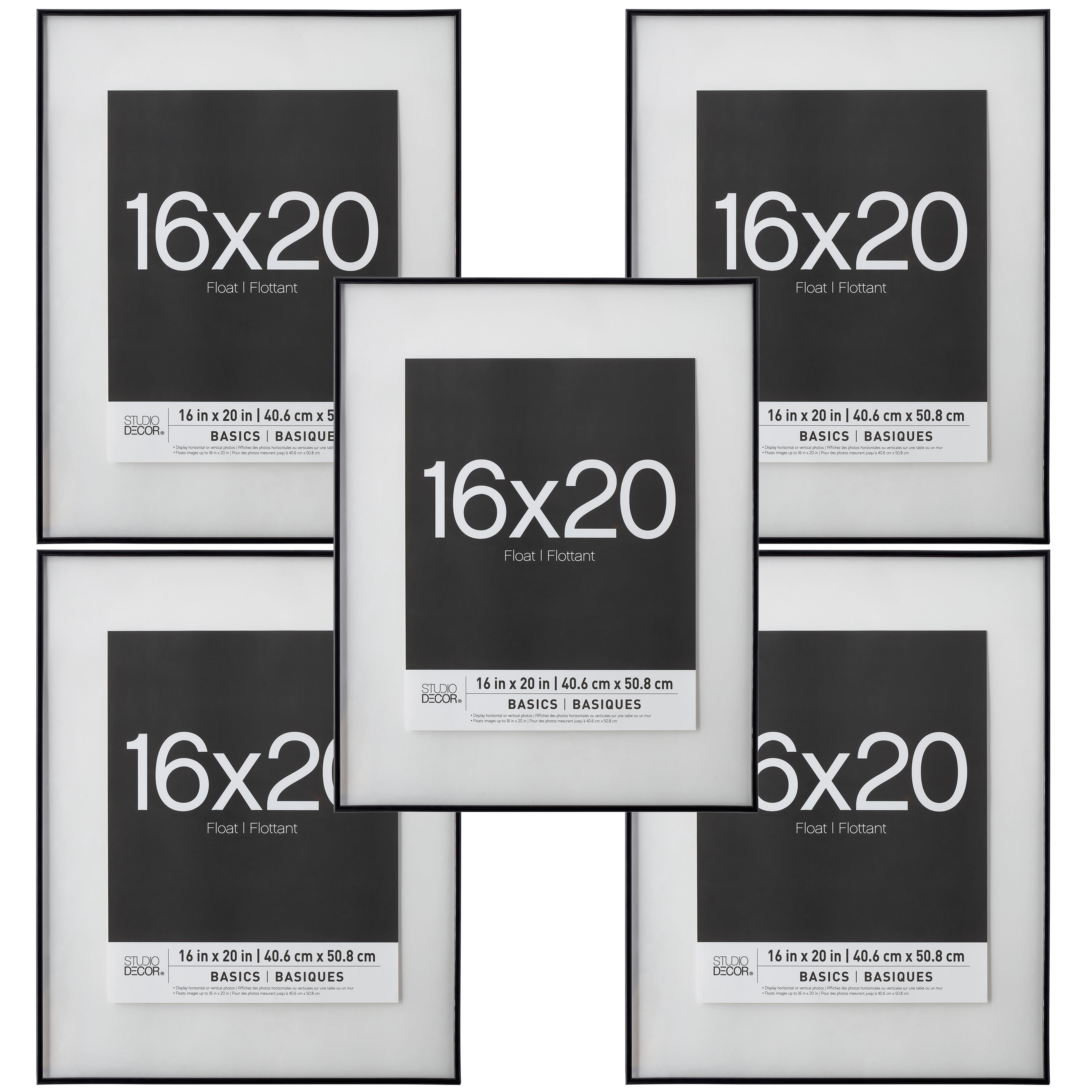 5 Pack: Black Thin 16 inch x 20 inch Float Frame, Basics by Studio Dcor, Size: 16” x 20”