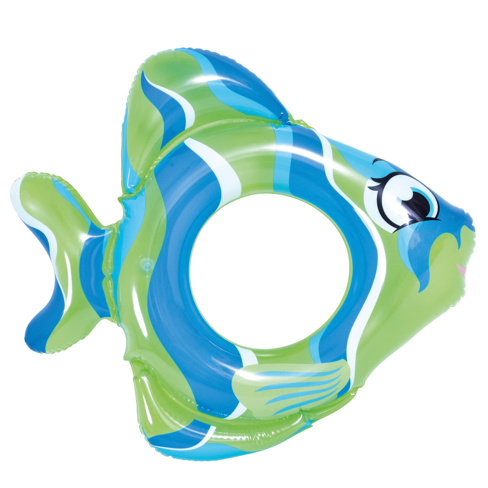 31&#x22; Green &#x26; Blue Fish Inflatable Pool Ring Tube Float