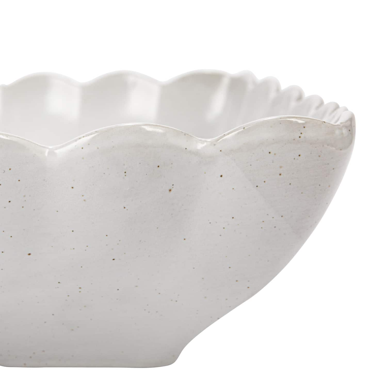 Matte White Square Stoneware Scalloped Edge Serving Dish Set