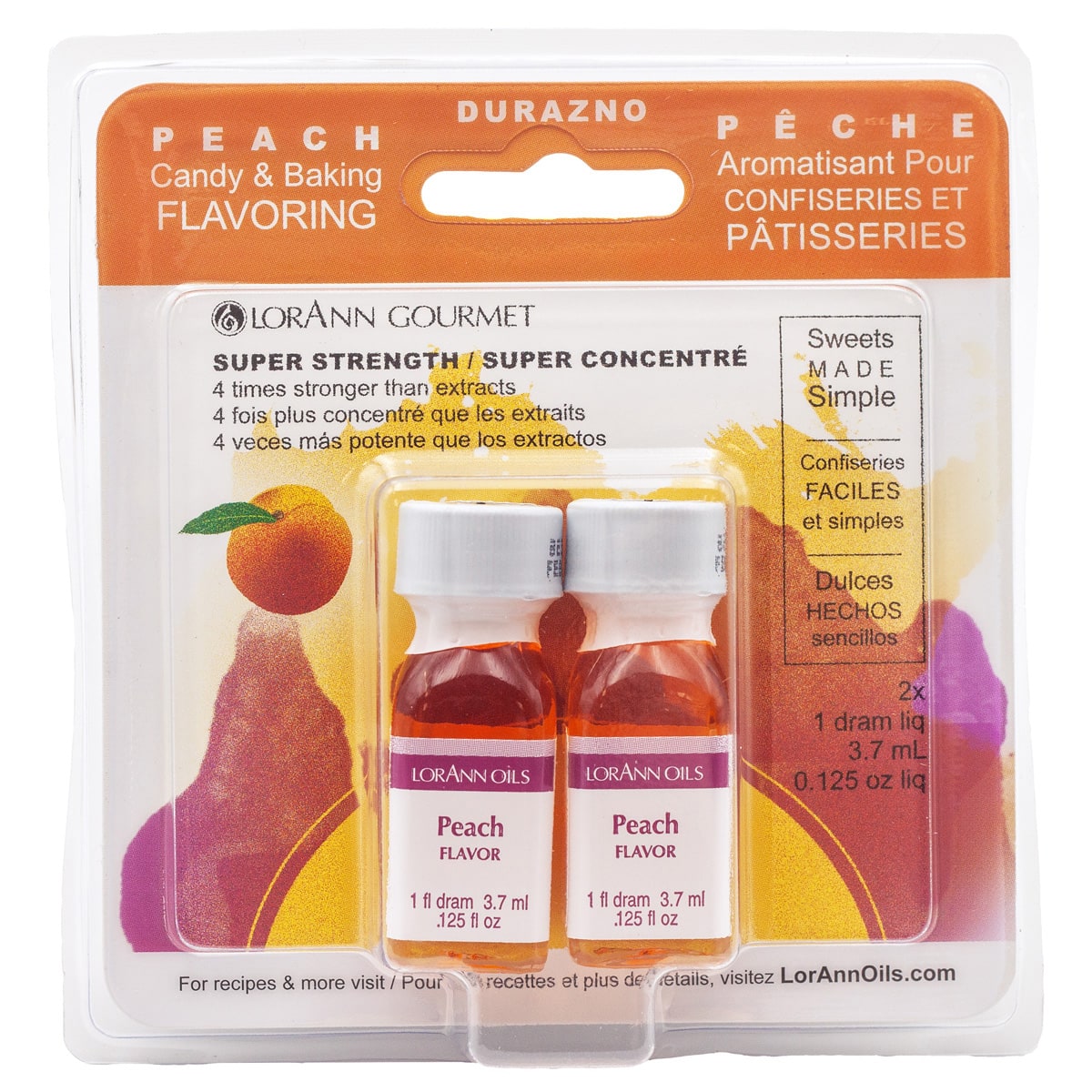 12 Packs: 2 ct. (24 total) LorAnn Peach Flavoring, 1/8oz.