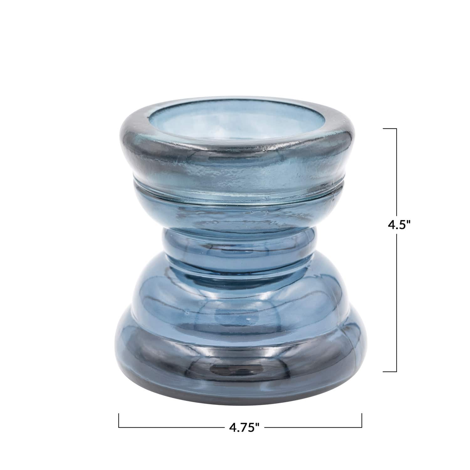 Hello Honey&#xAE; Blue Reclaimed Glass Pillar Candle Holder