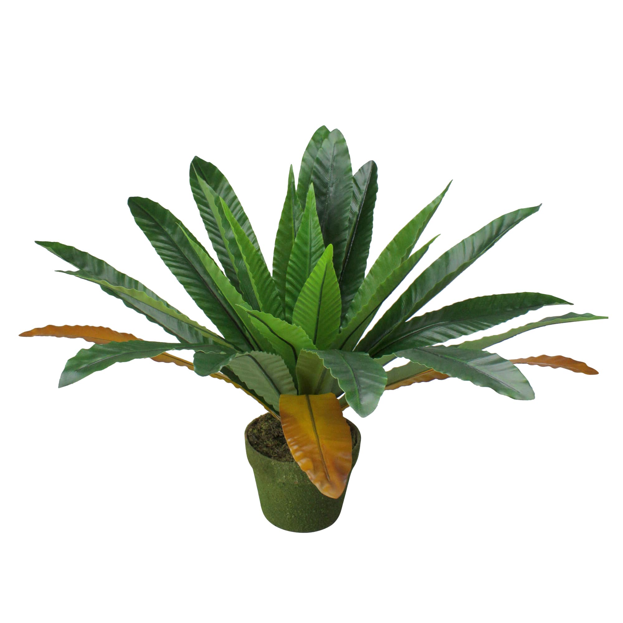 22&#x22; Potted Artificial Green &#x26; Brown Bird Nest Fern